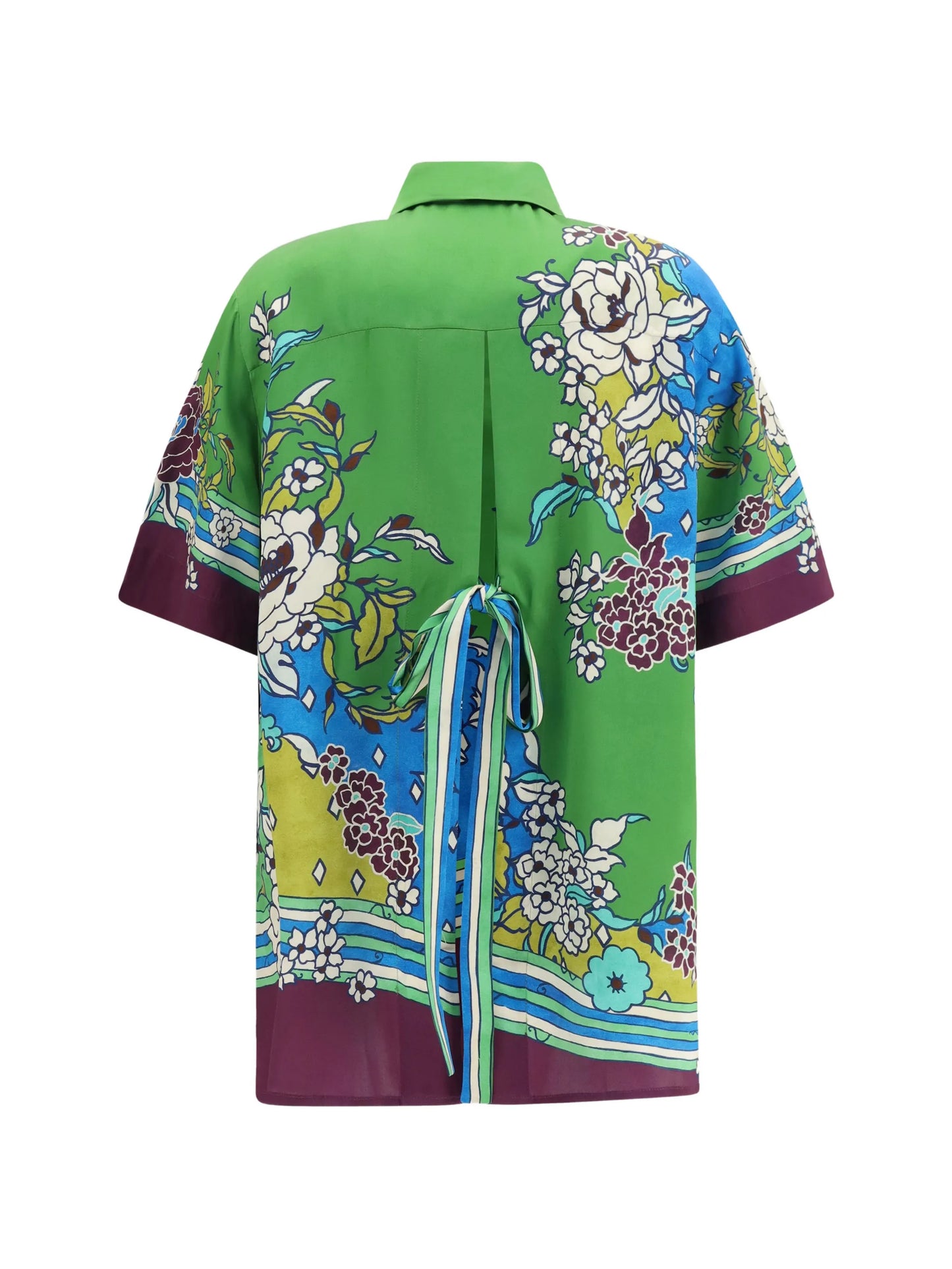 floral-print silk shirt