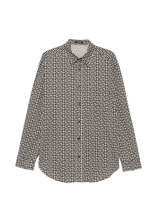monogram-print button-down shirt