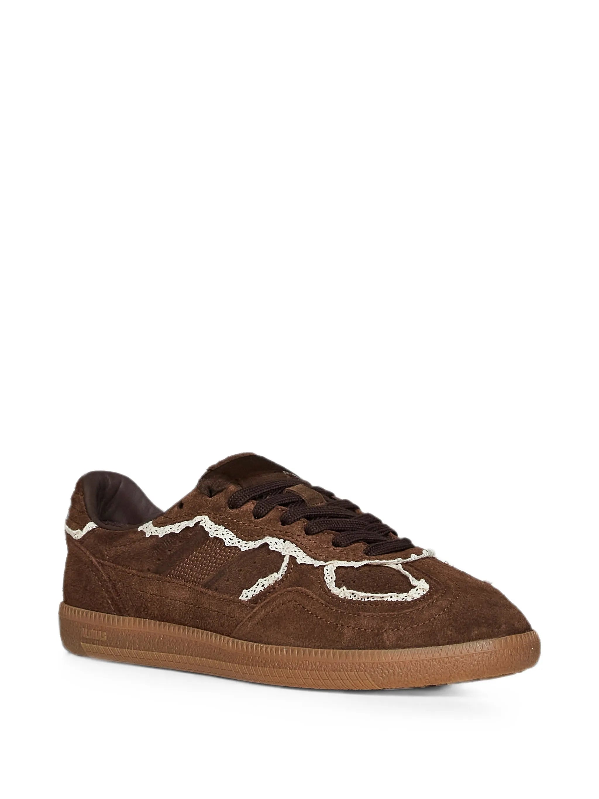 crochet-trim suede sneakers