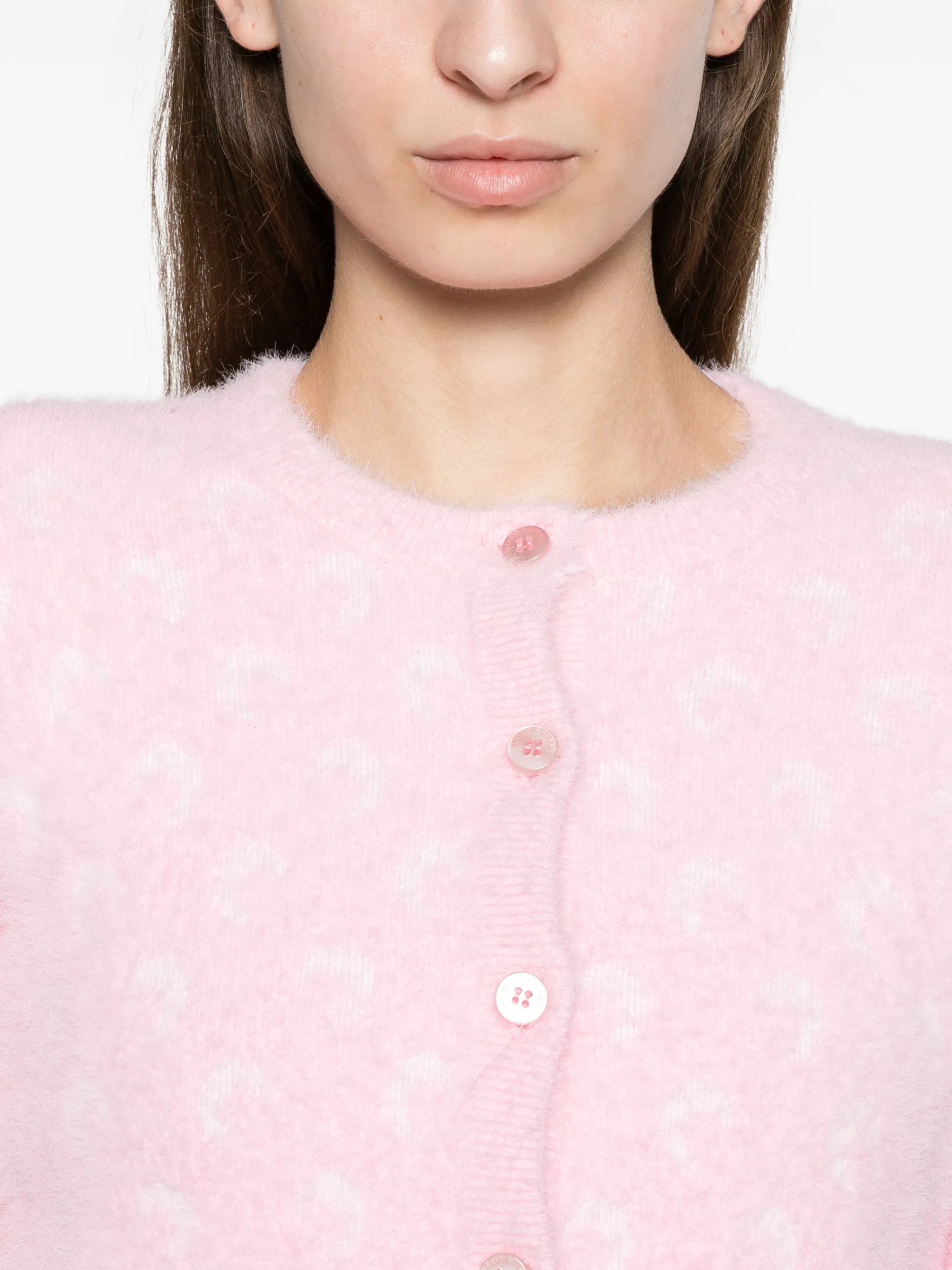 fluffy Moon jacquard knit long sleeves cardigan