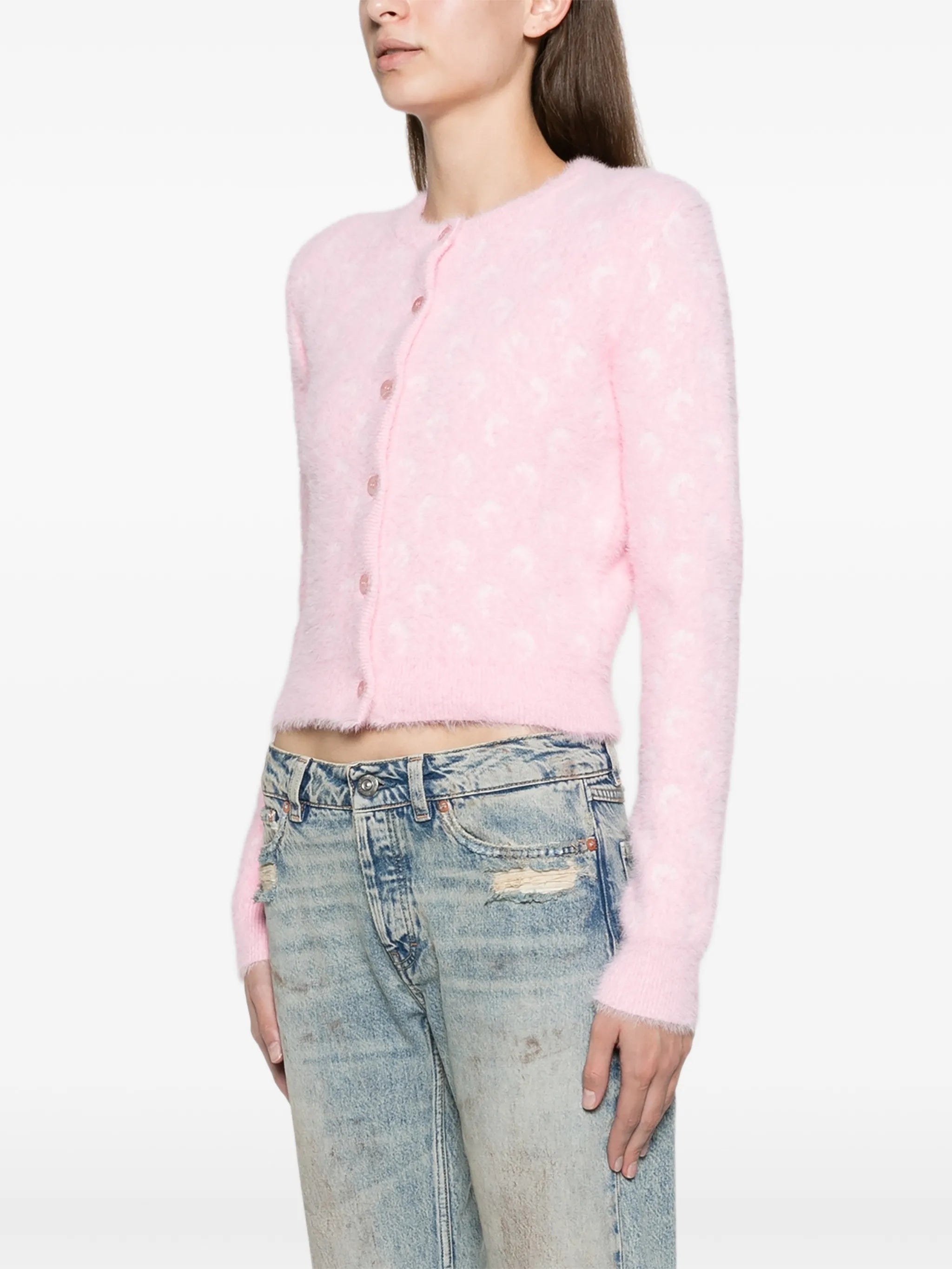 fluffy Moon jacquard knit long sleeves cardigan