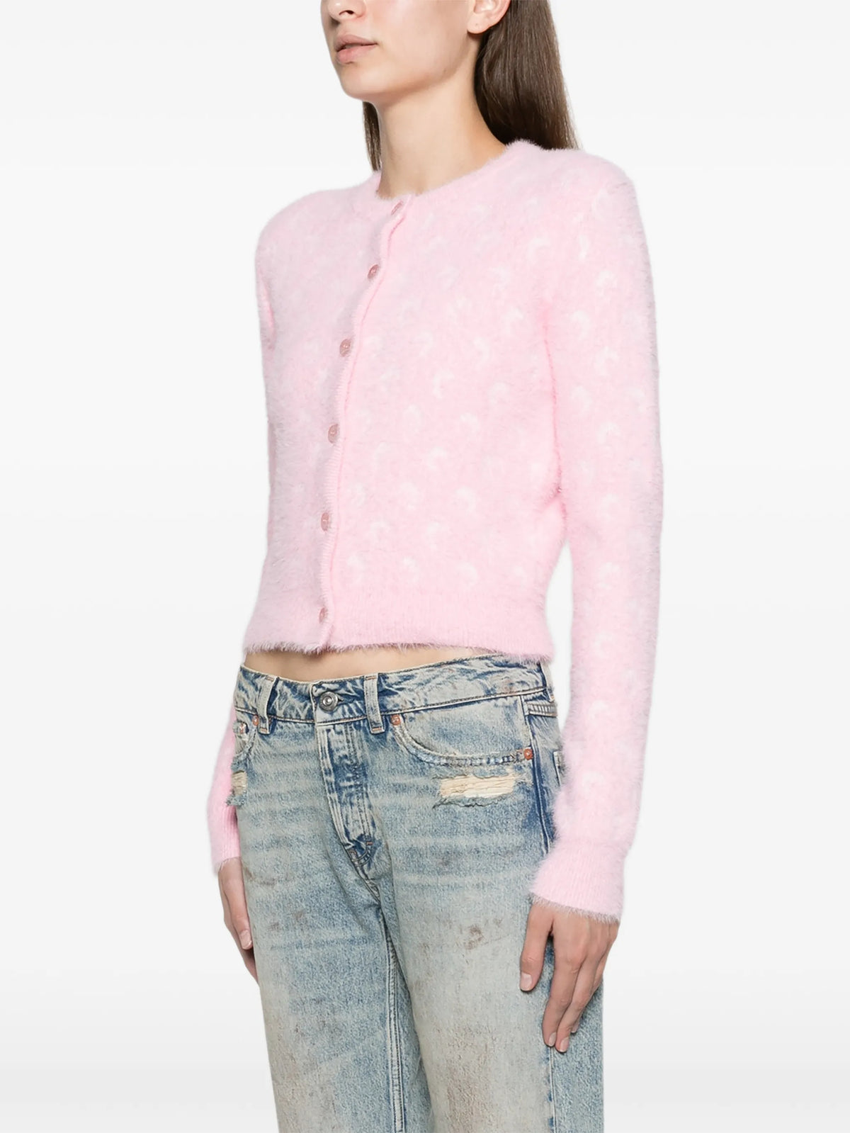 fluffy Moon jacquard knit long sleeves cardigan