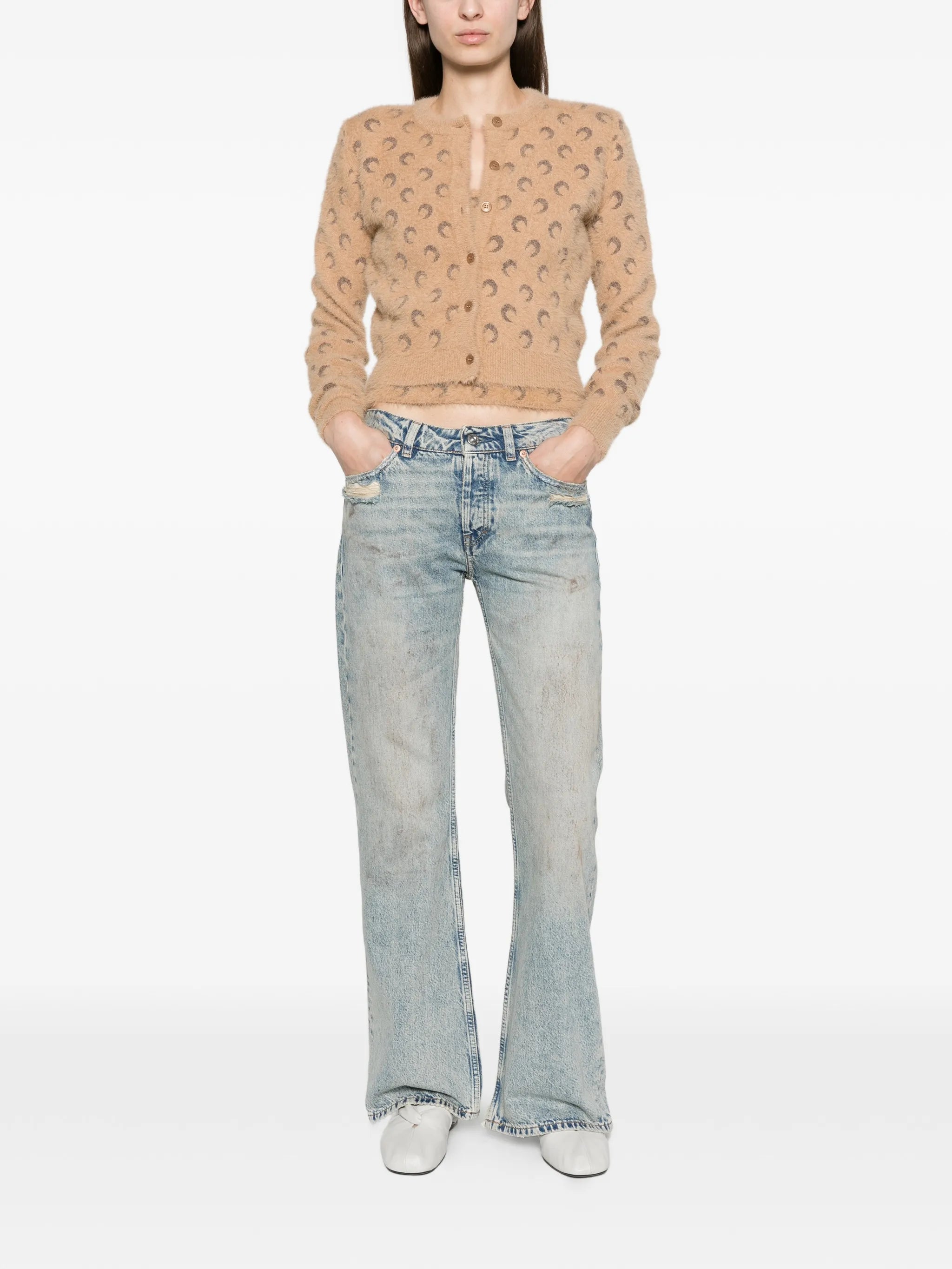 fluffy Moon jacquard knit long sleeves cardigan