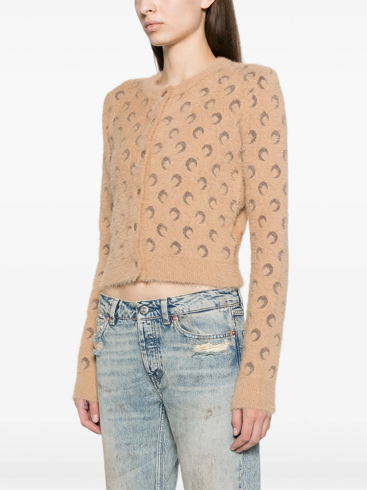 fluffy Moon jacquard knit long sleeves cardigan