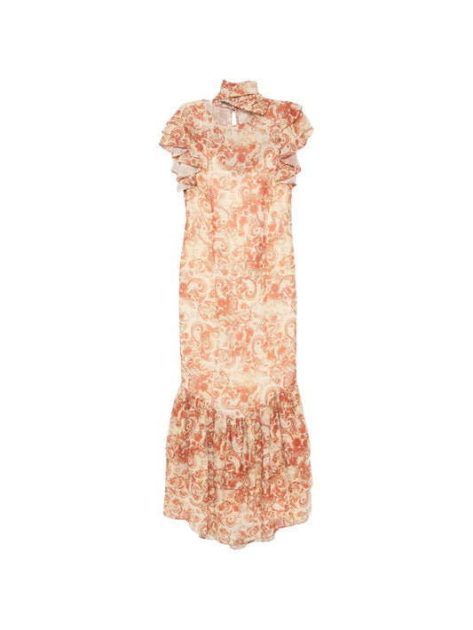 Avalon paisley-print ruffled maxi dress