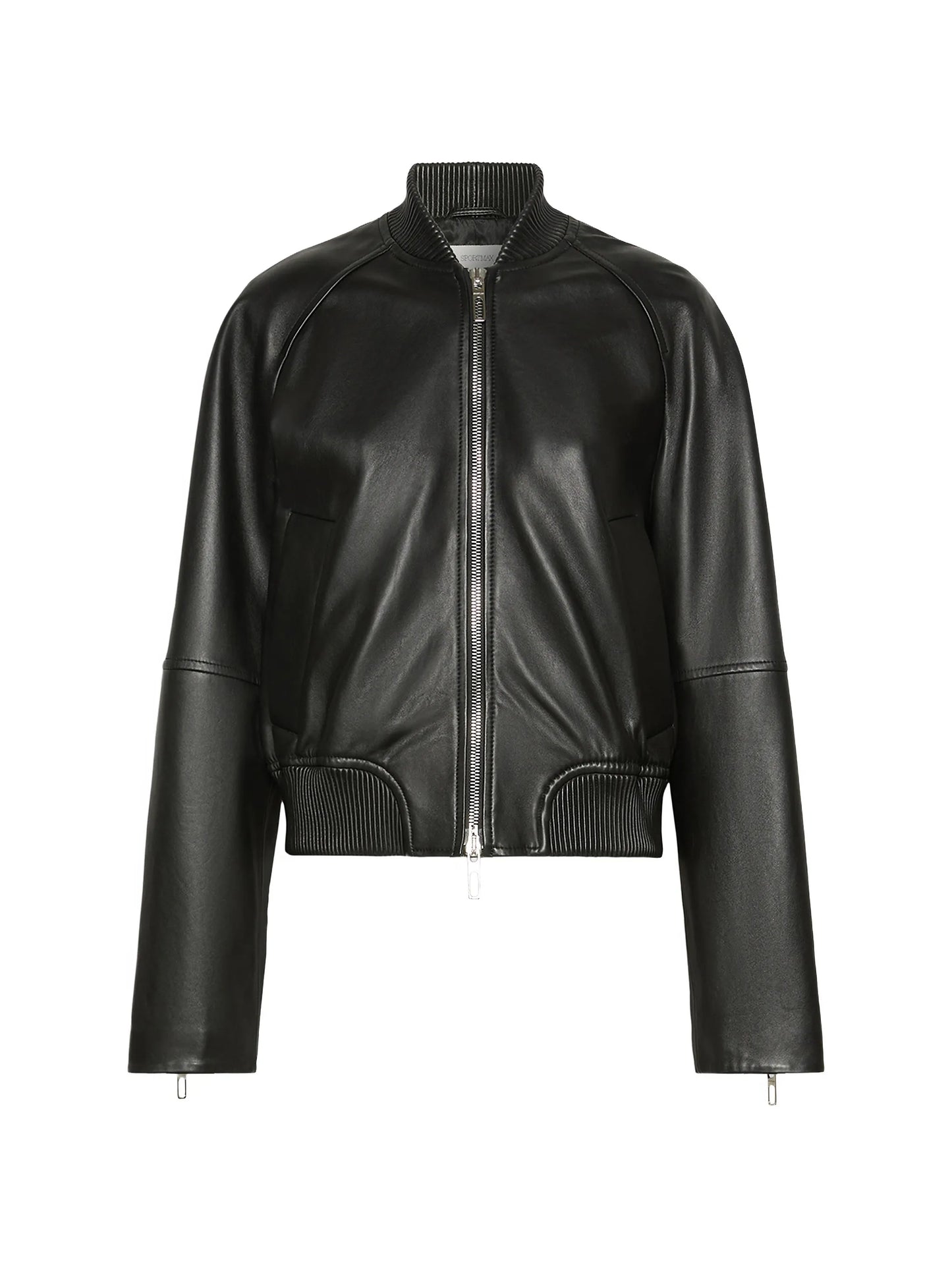 ribbed-trim leather jacket