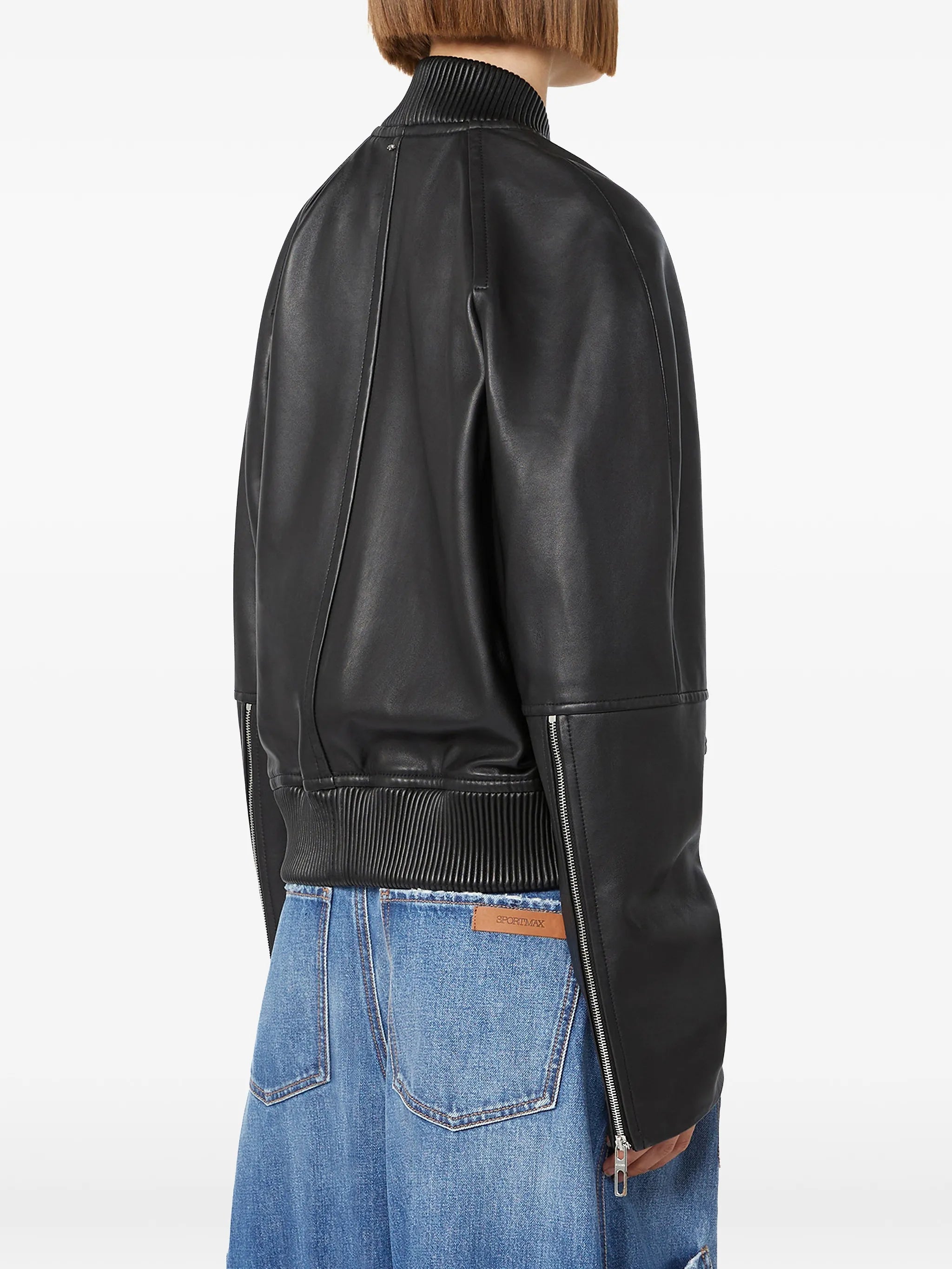 zip-up leather jacket