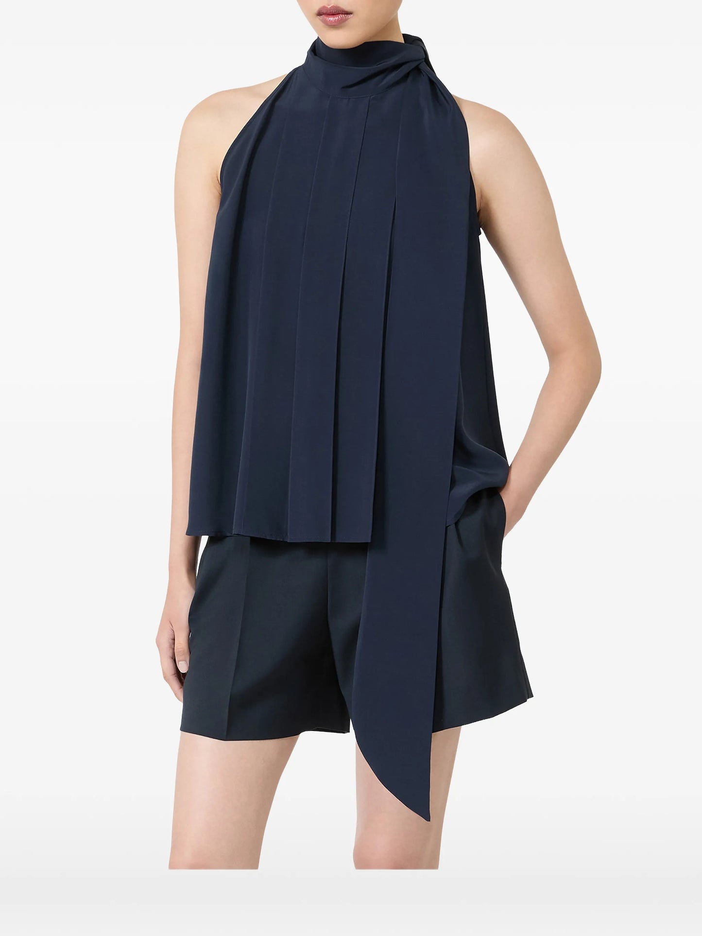 pleated silk top