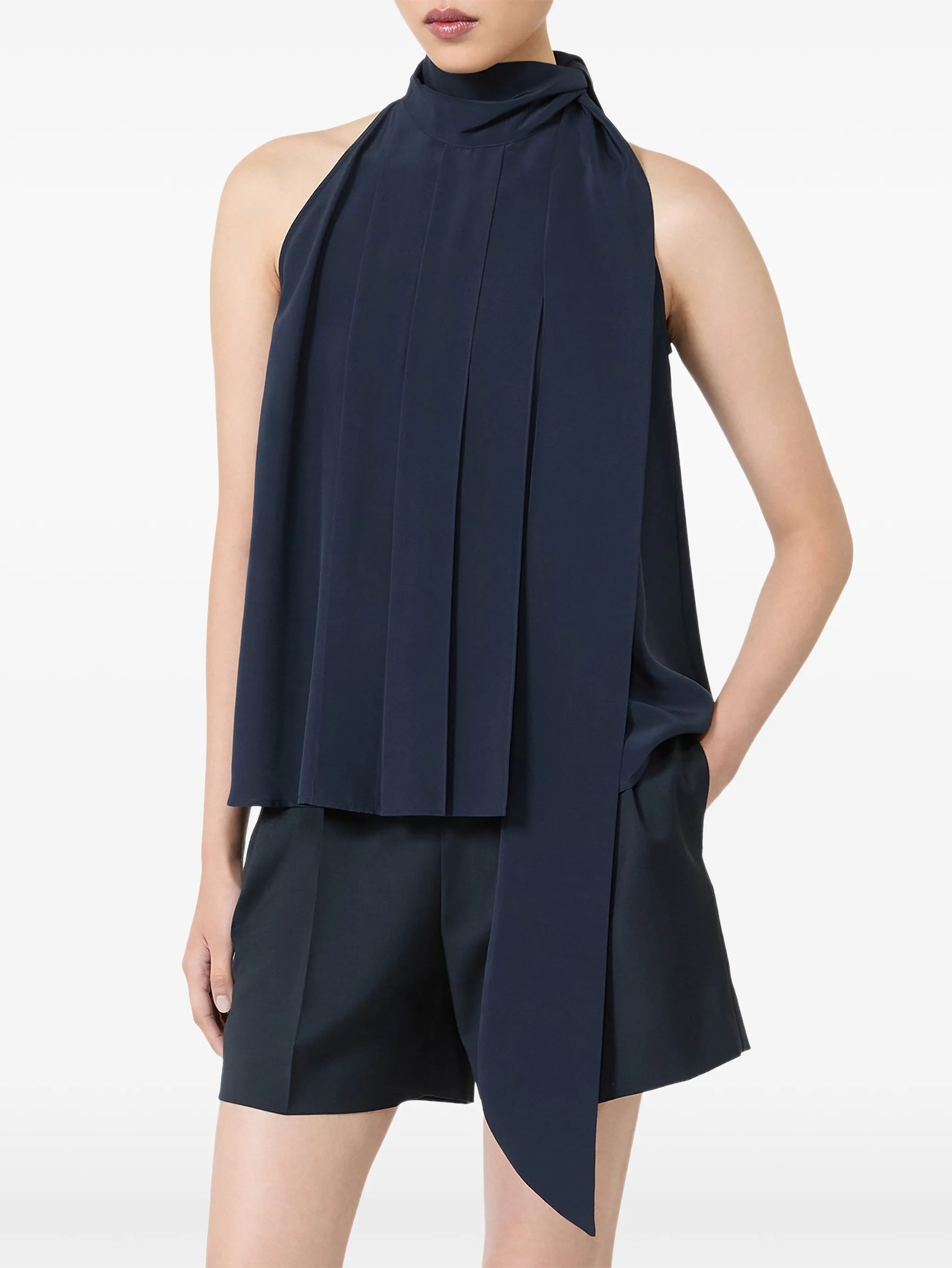 pleated silk top