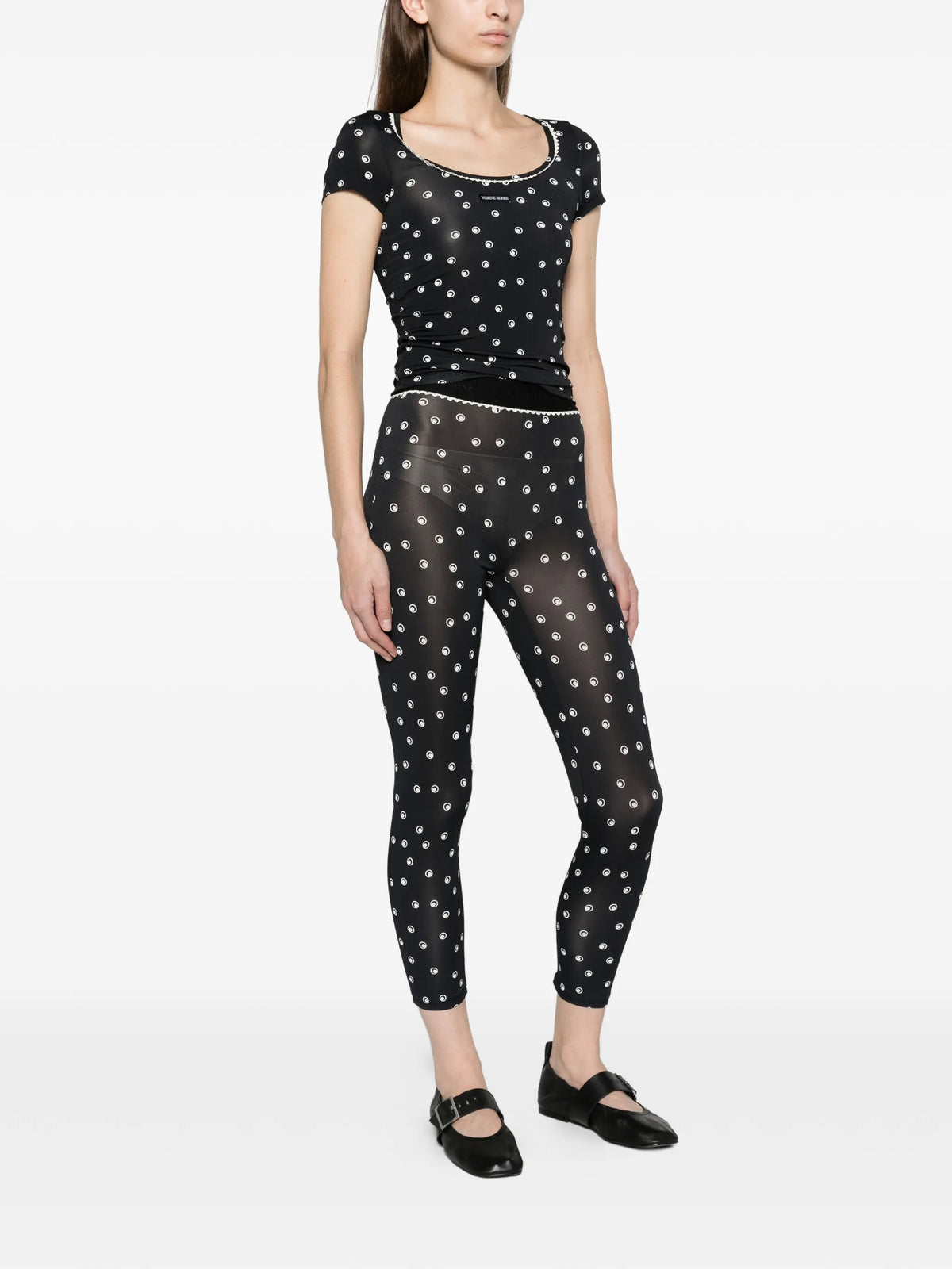polka-dot Moon short-sleeves roundneck top