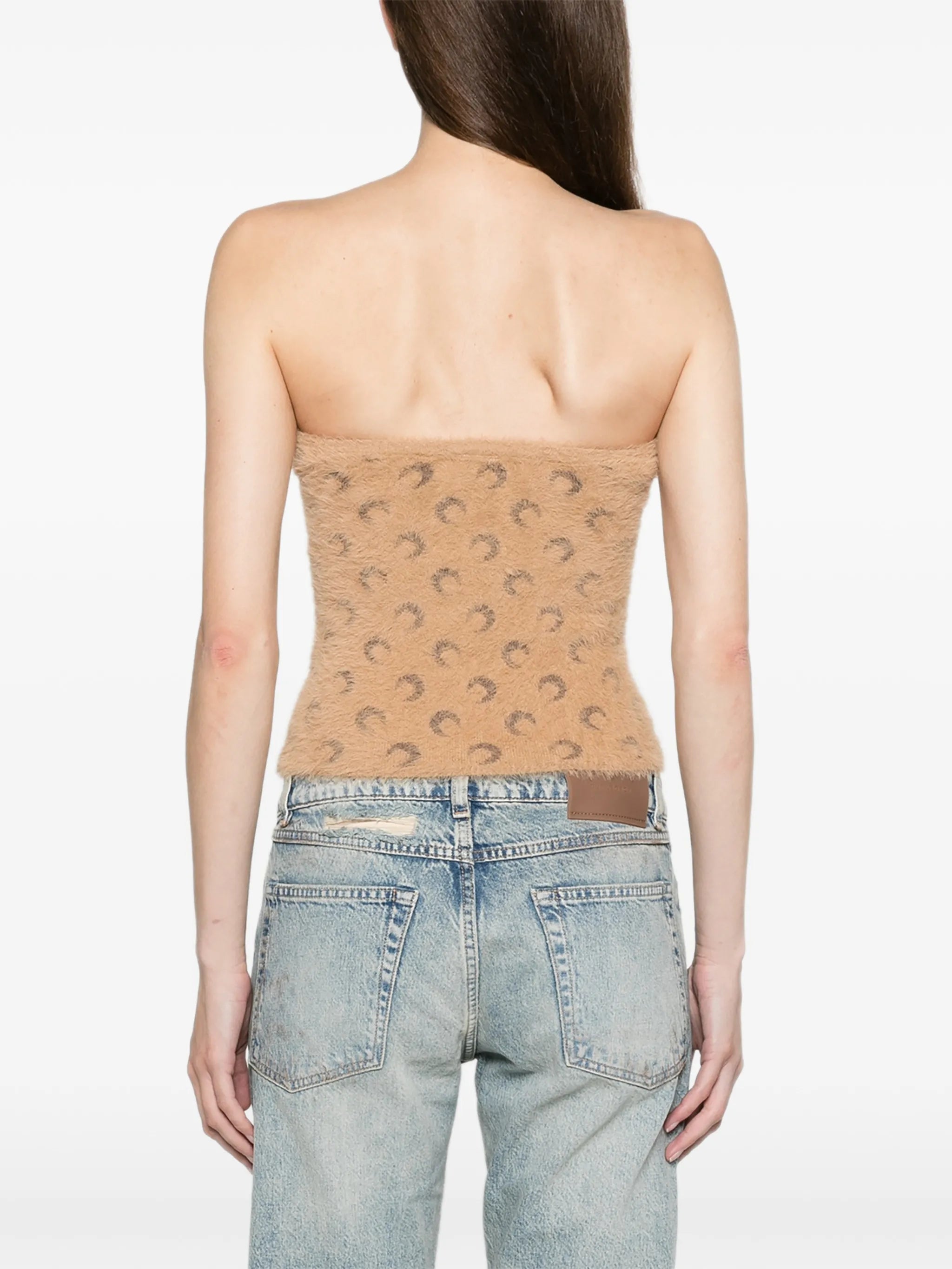 fluffy Moon jacquard knit bustier top