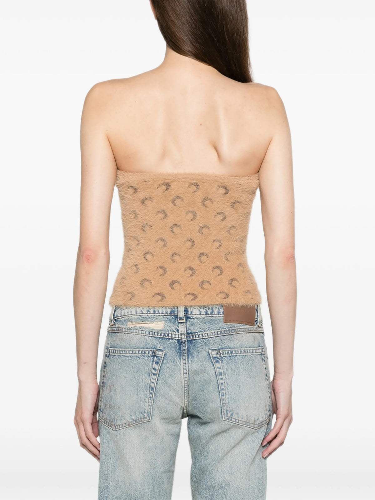 fluffy Moon jacquard knit bustier top