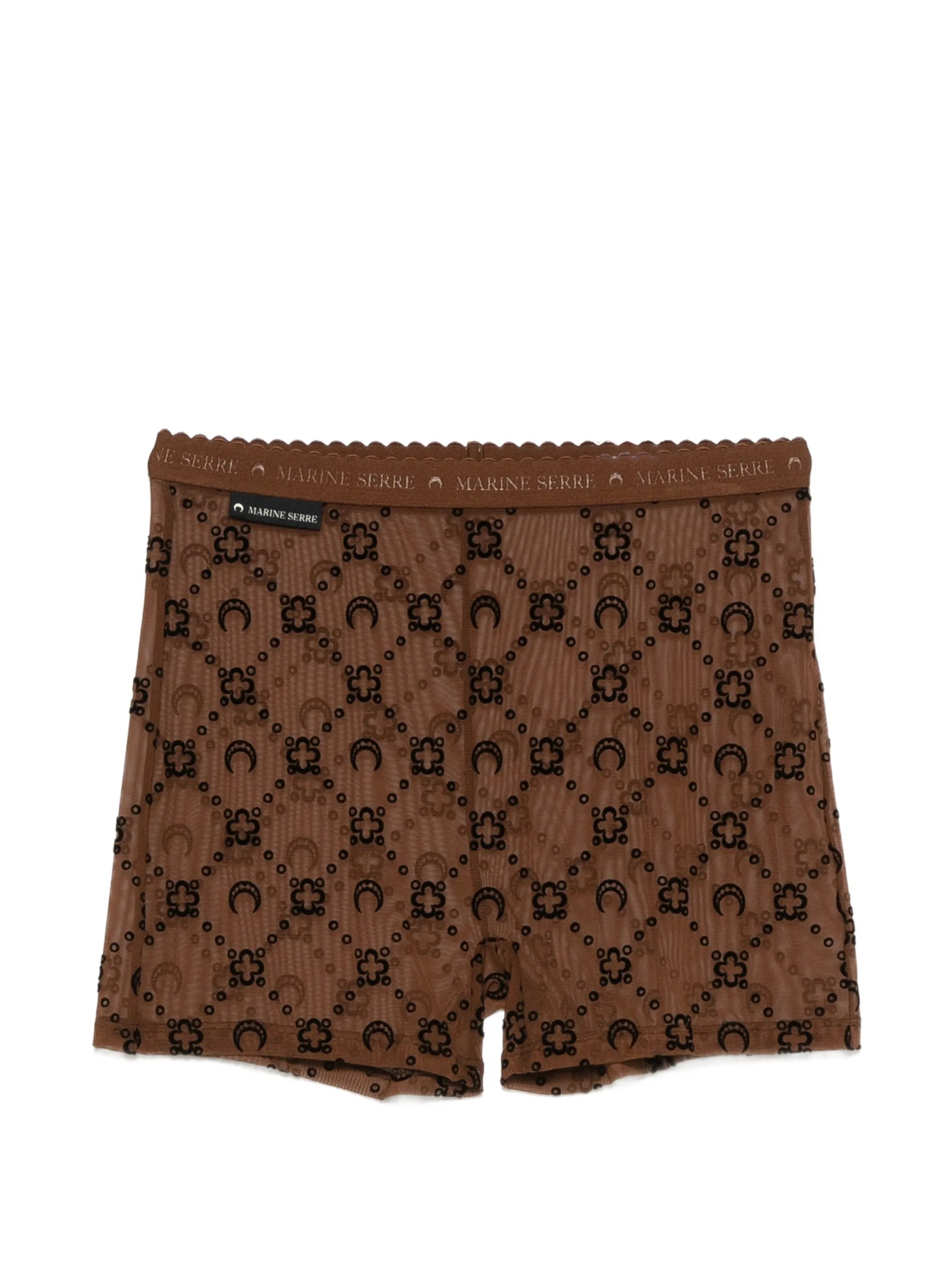 Moonogram mesh flock biker shorts