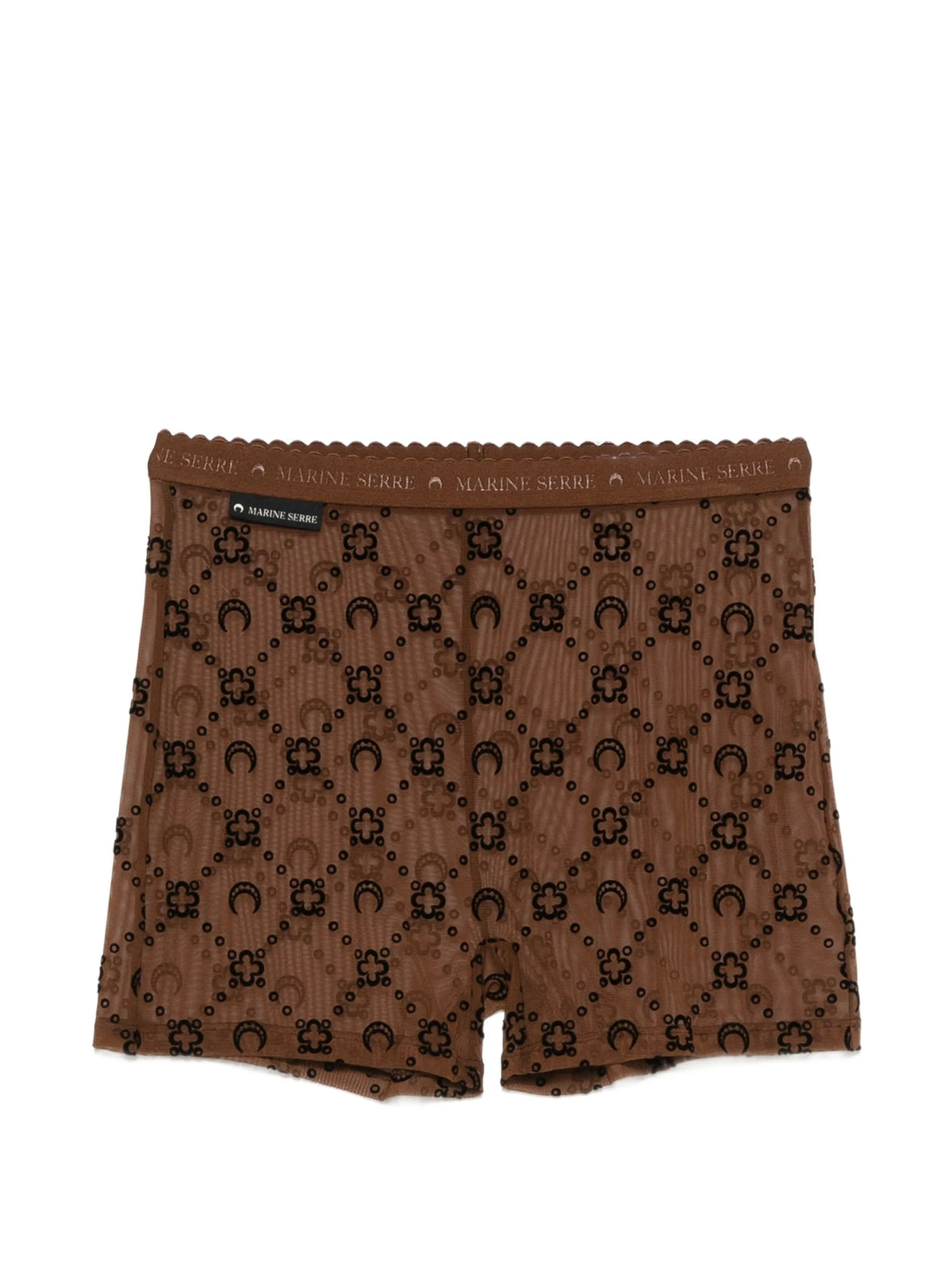 Moonogram mesh flock biker shorts
