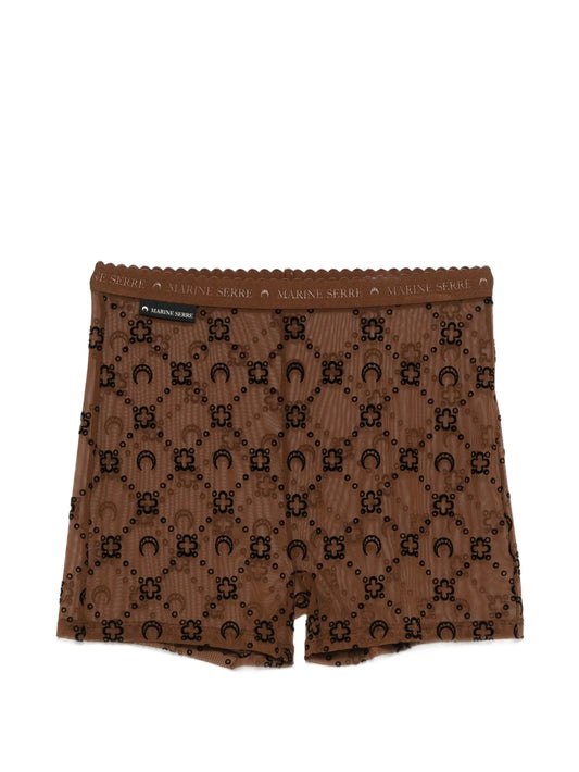 Moonogram mesh flock biker shorts