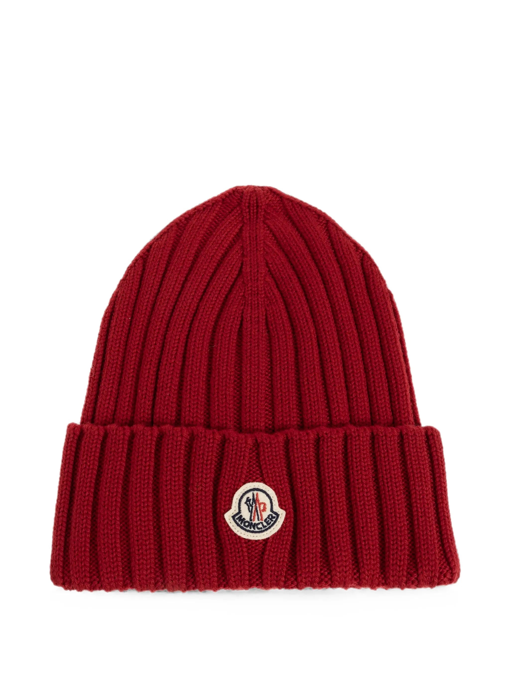 logo-patch ribbed-knit beanie hat
