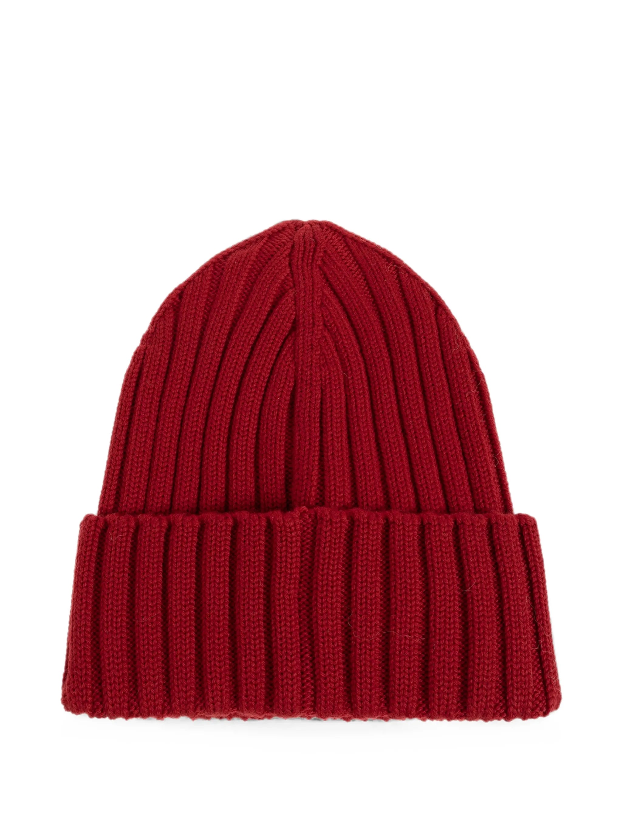 logo-patch ribbed-knit beanie hat
