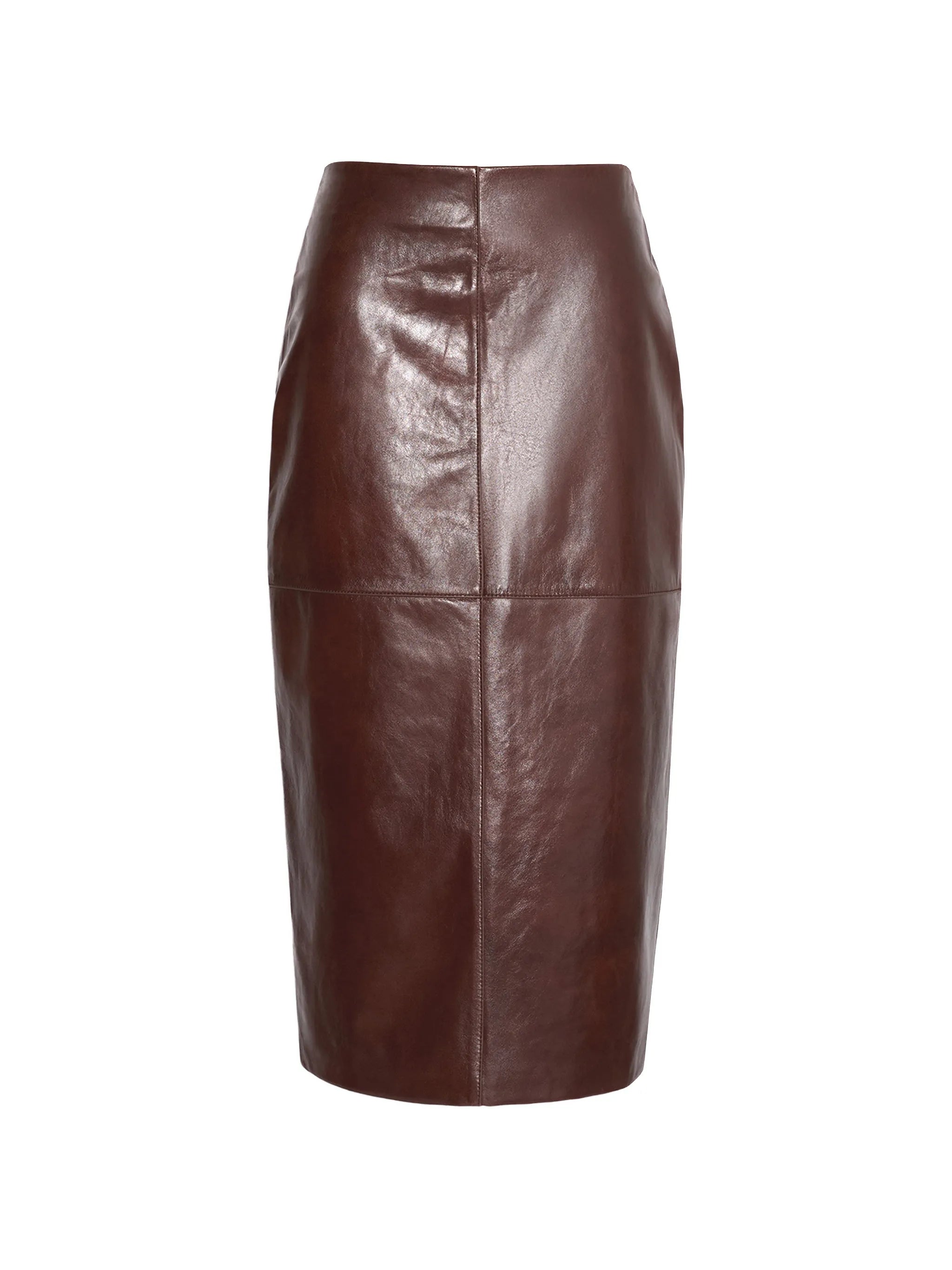 leather panelled midi skirt