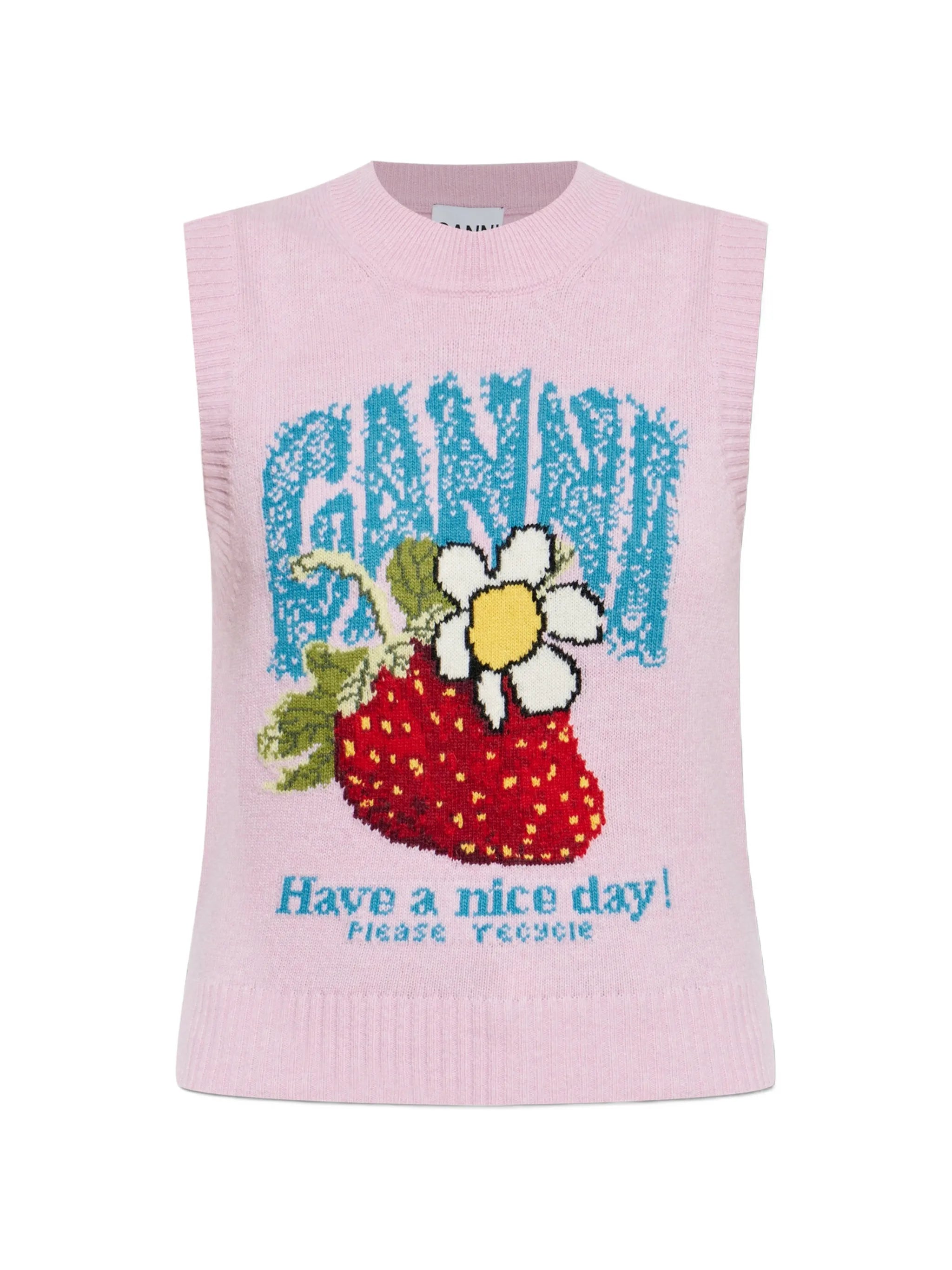 strawberry intarsia-knit vest
