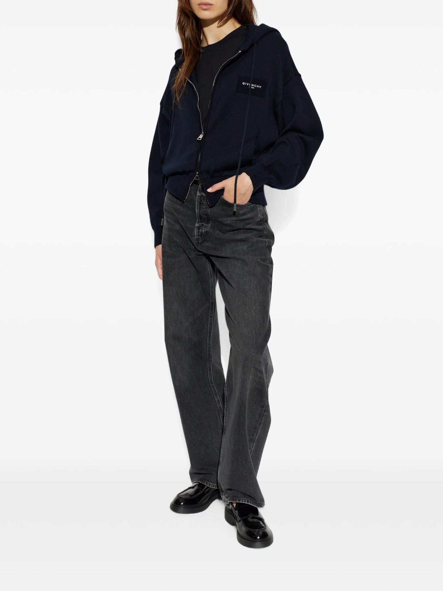 logo-patch zip-up hoodie