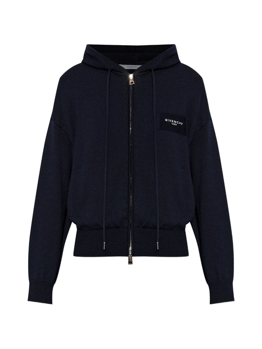 logo-patch zip-up hoodie