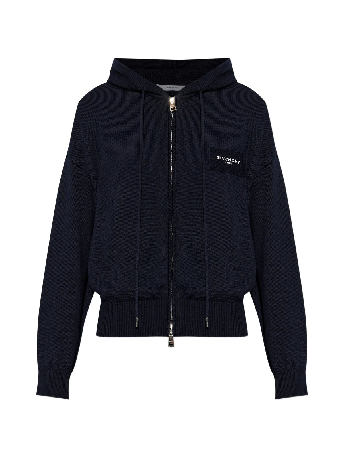 zipped hoodie in wool and cotton