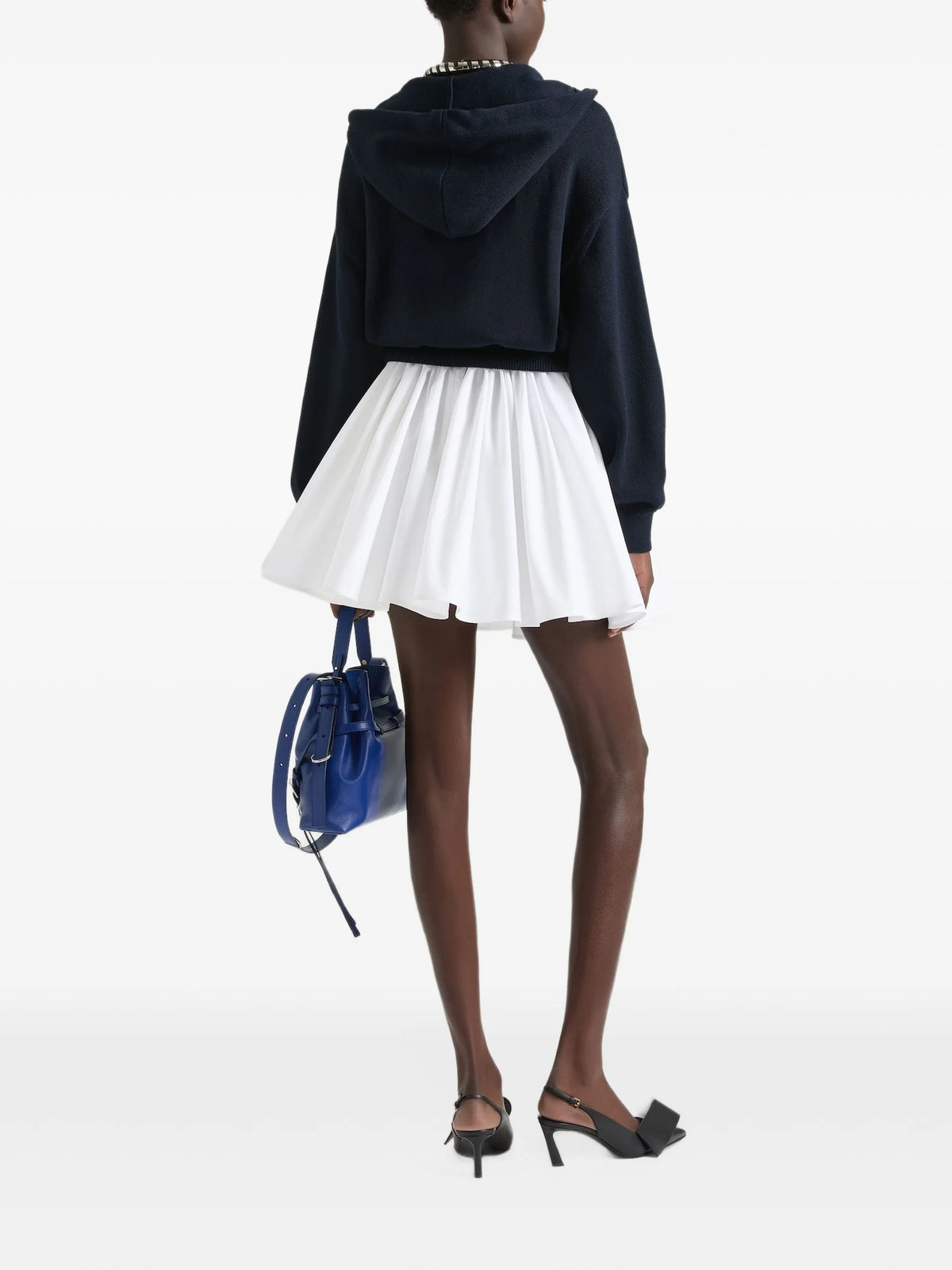 zipped hoodie in wool and cotton