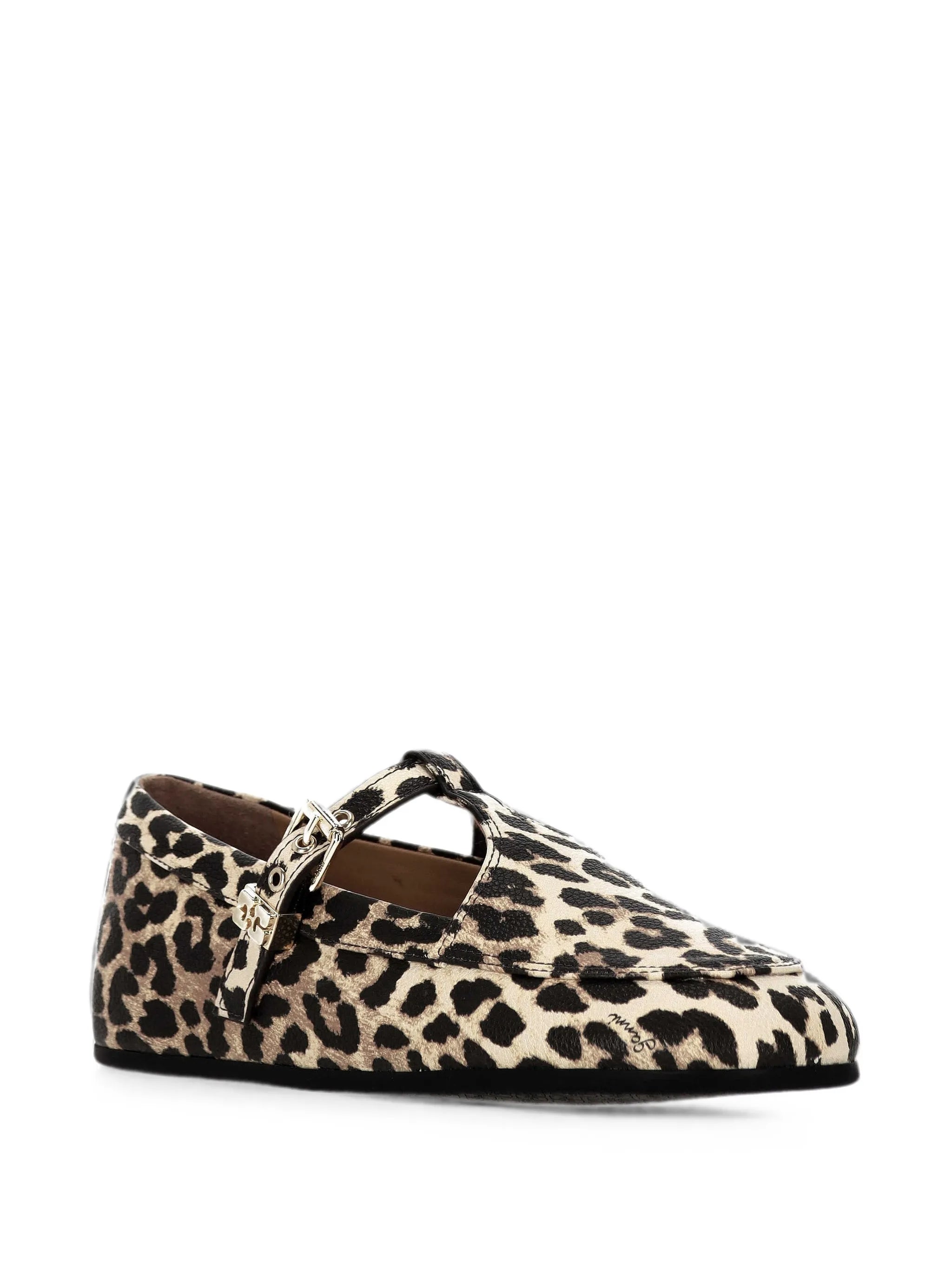 leopard-print buckle-fastening ballet flats
