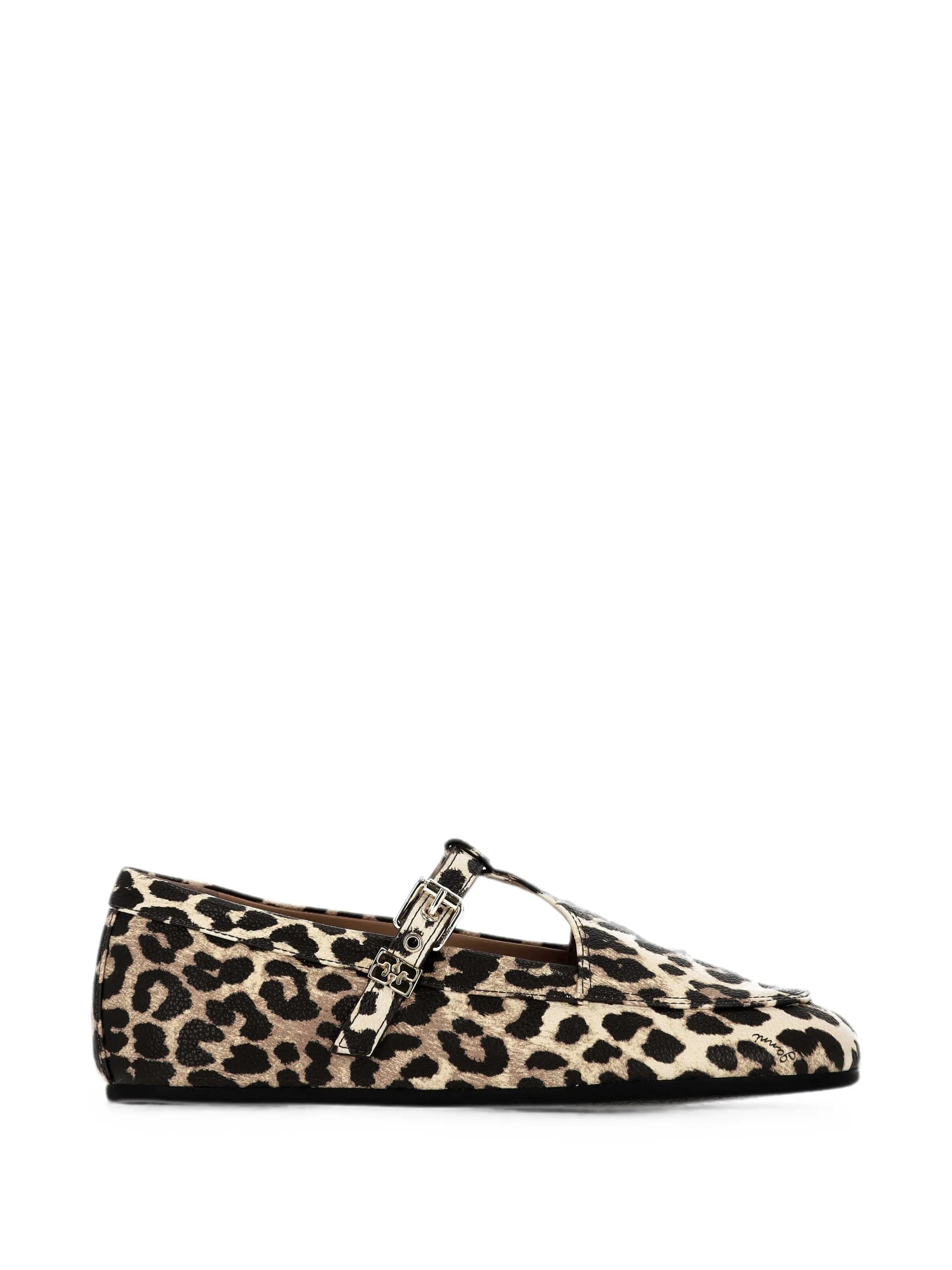 leopard-print buckle-fastening ballet flats