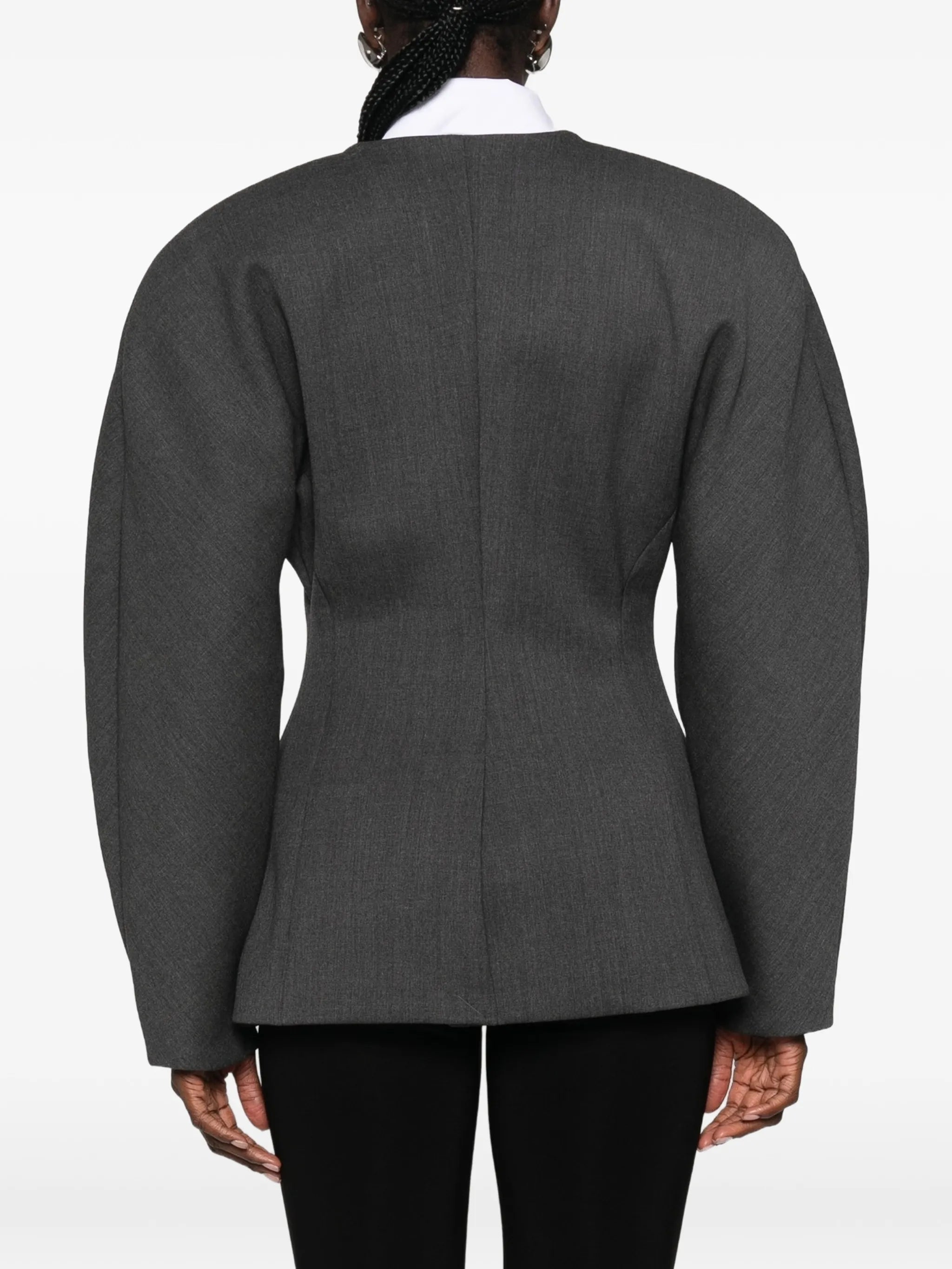 V-neck cocoon-sleeve jacket