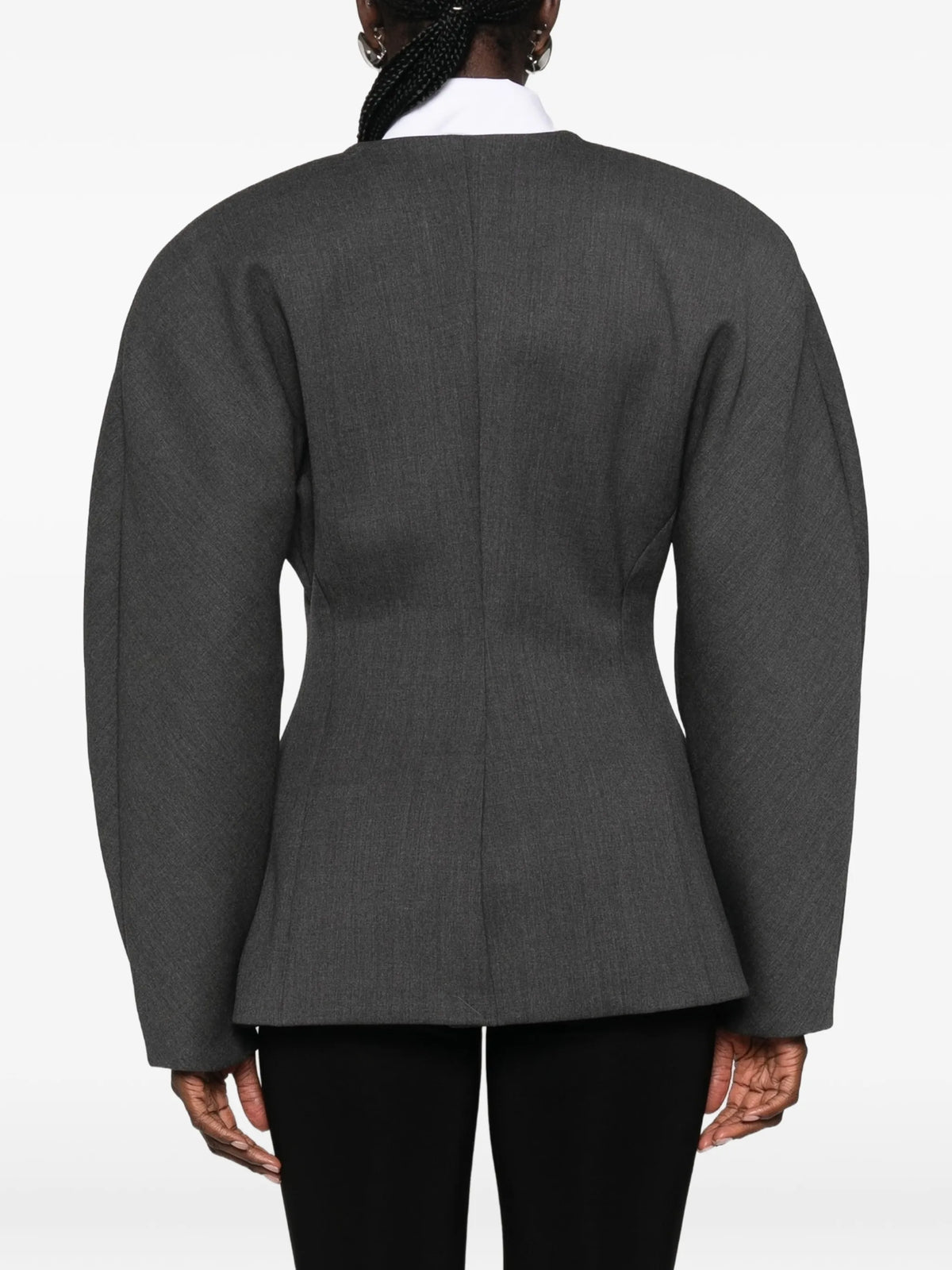 V-neck cocoon-sleeve jacket