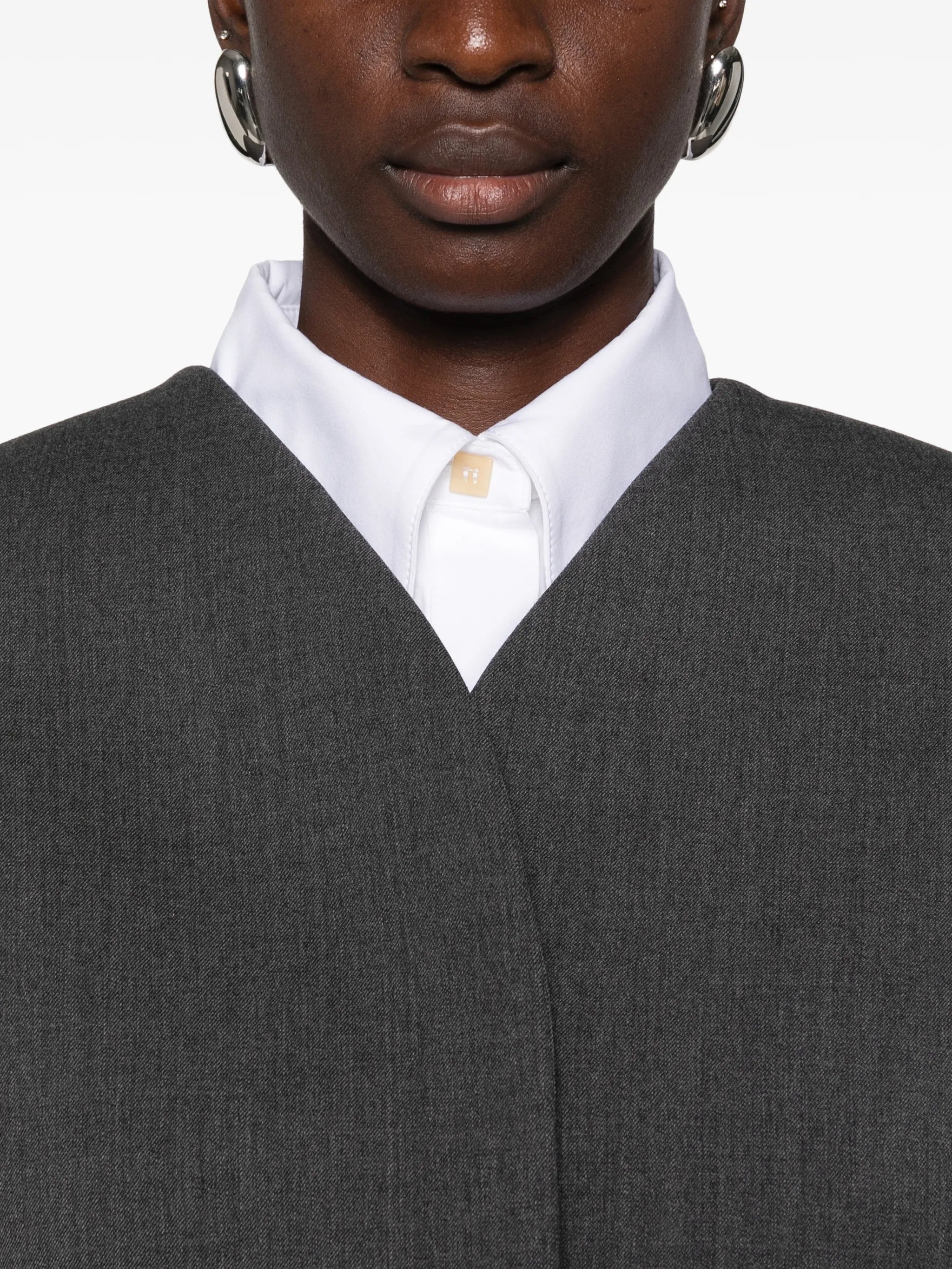 V-neck cocoon-sleeve jacket