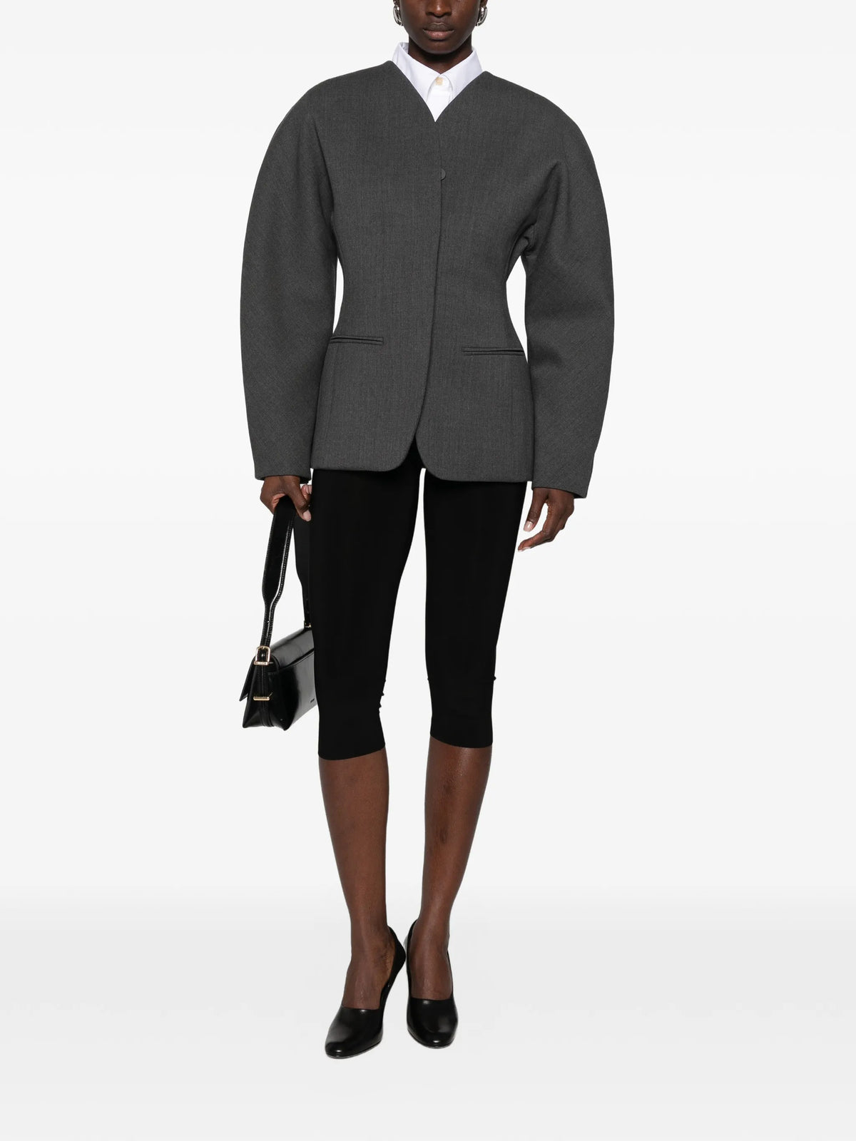 V-neck cocoon-sleeve jacket