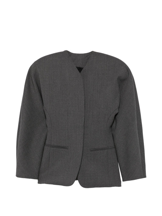 V-neck cocoon-sleeve jacket