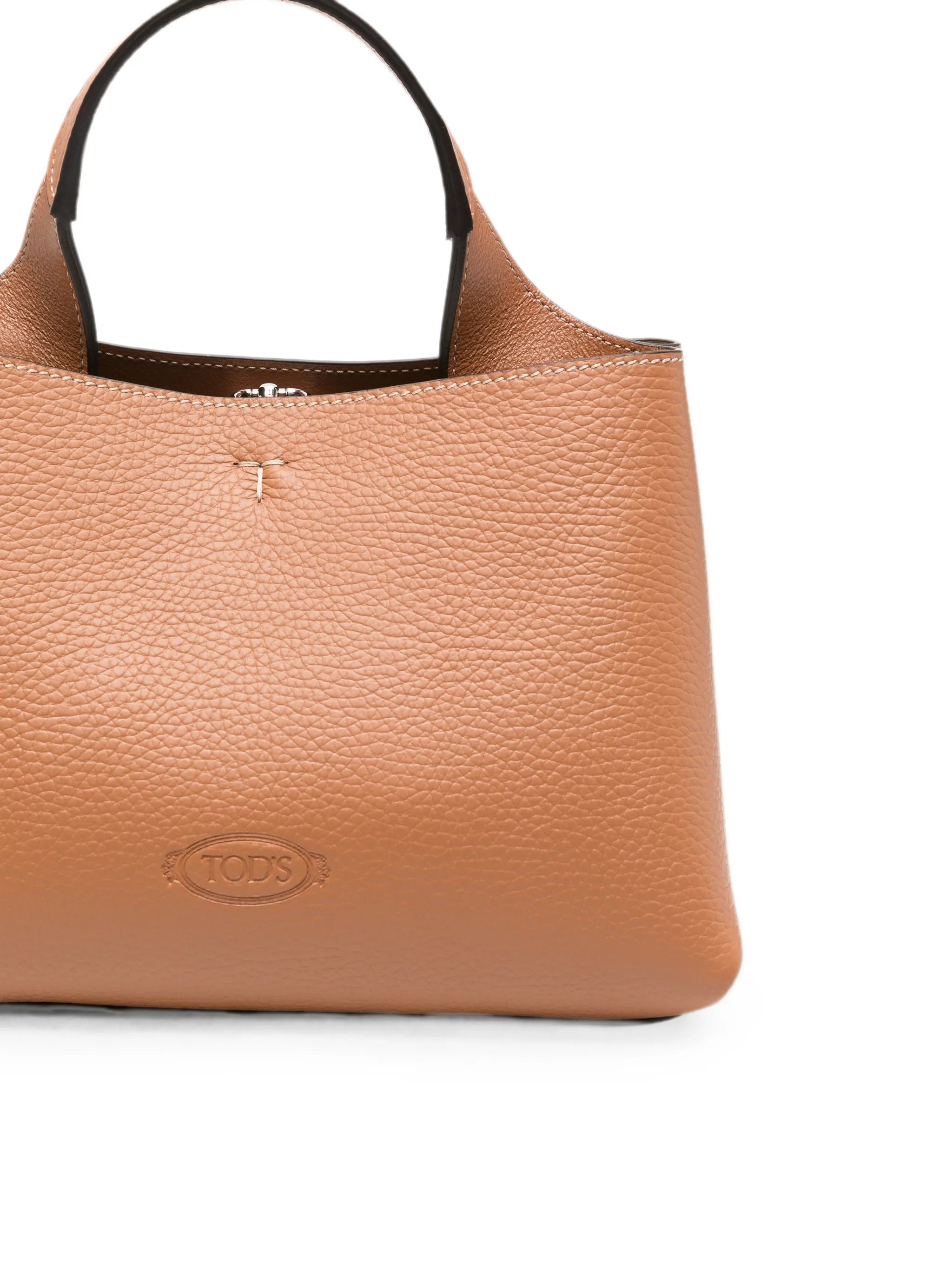 T-logo grained leather tote bag
