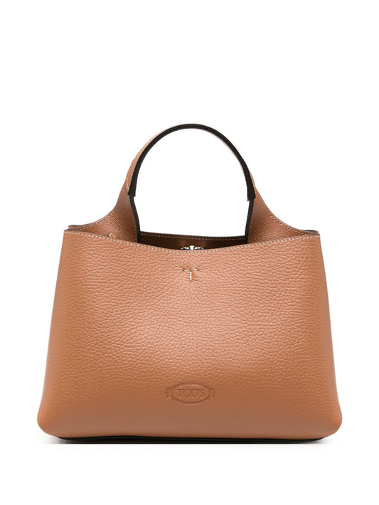 T-logo grained leather tote bag