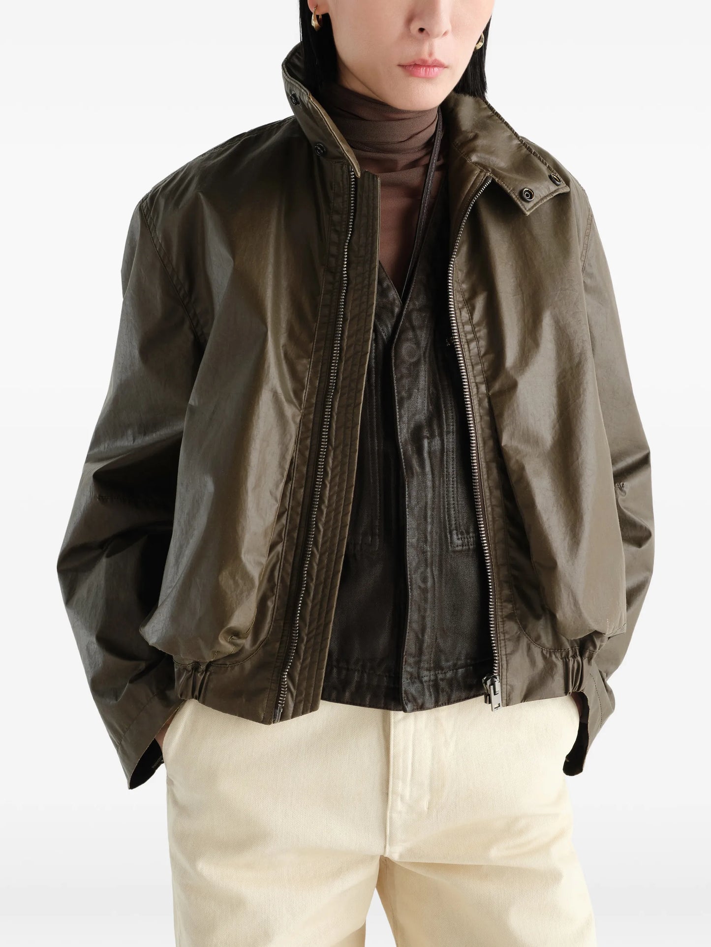 zipped waterproof bomber jacket