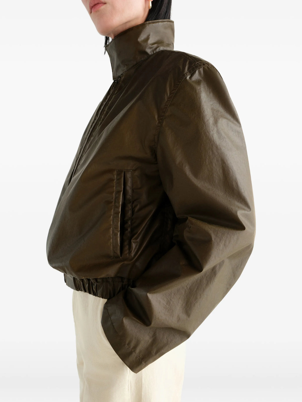 zipped blouson in waterproof cotton