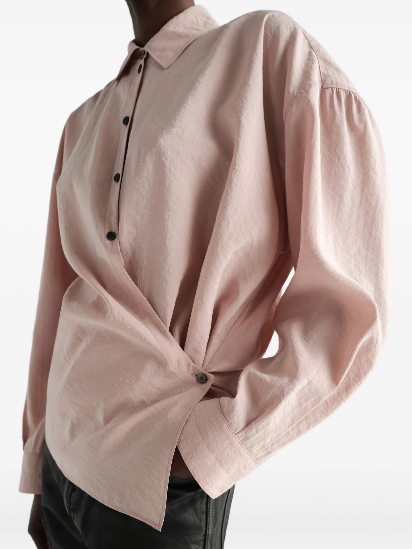 straight collar Twisted shirt in dry silk
