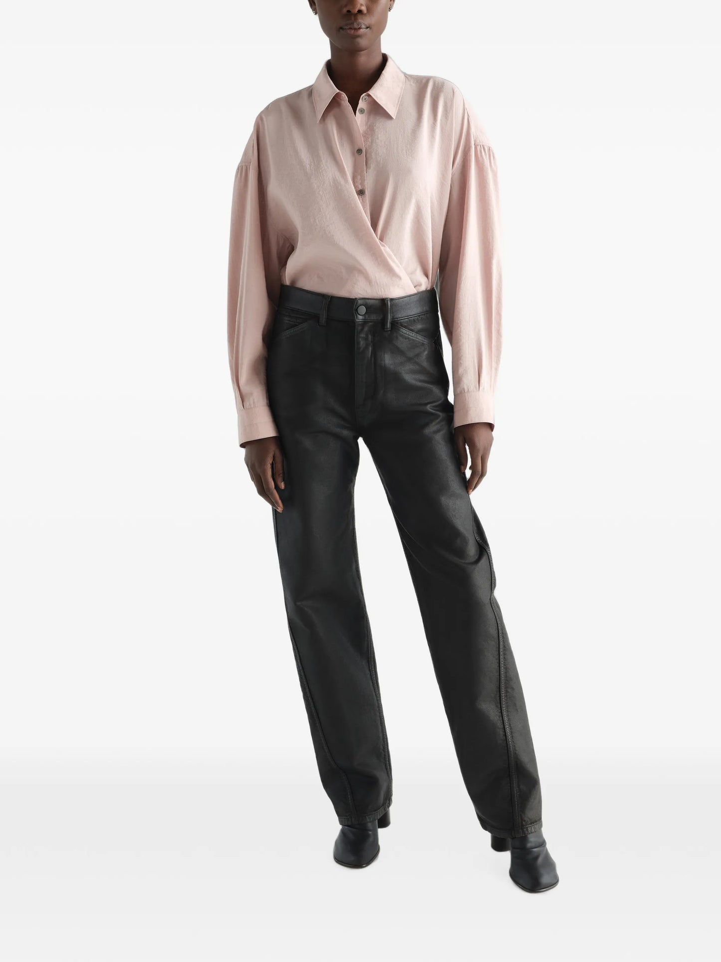 straight collar Twisted shirt in dry silk