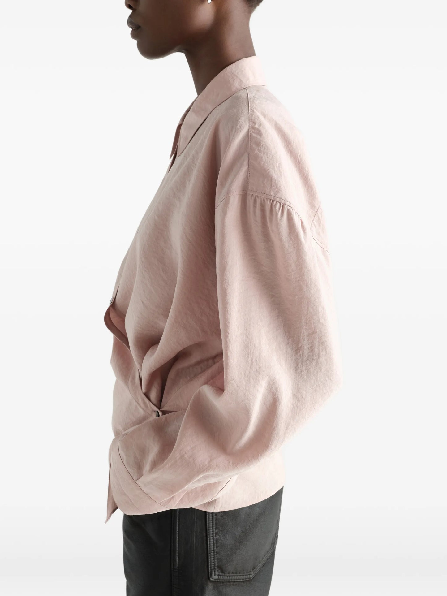 straight collar Twisted shirt in dry silk