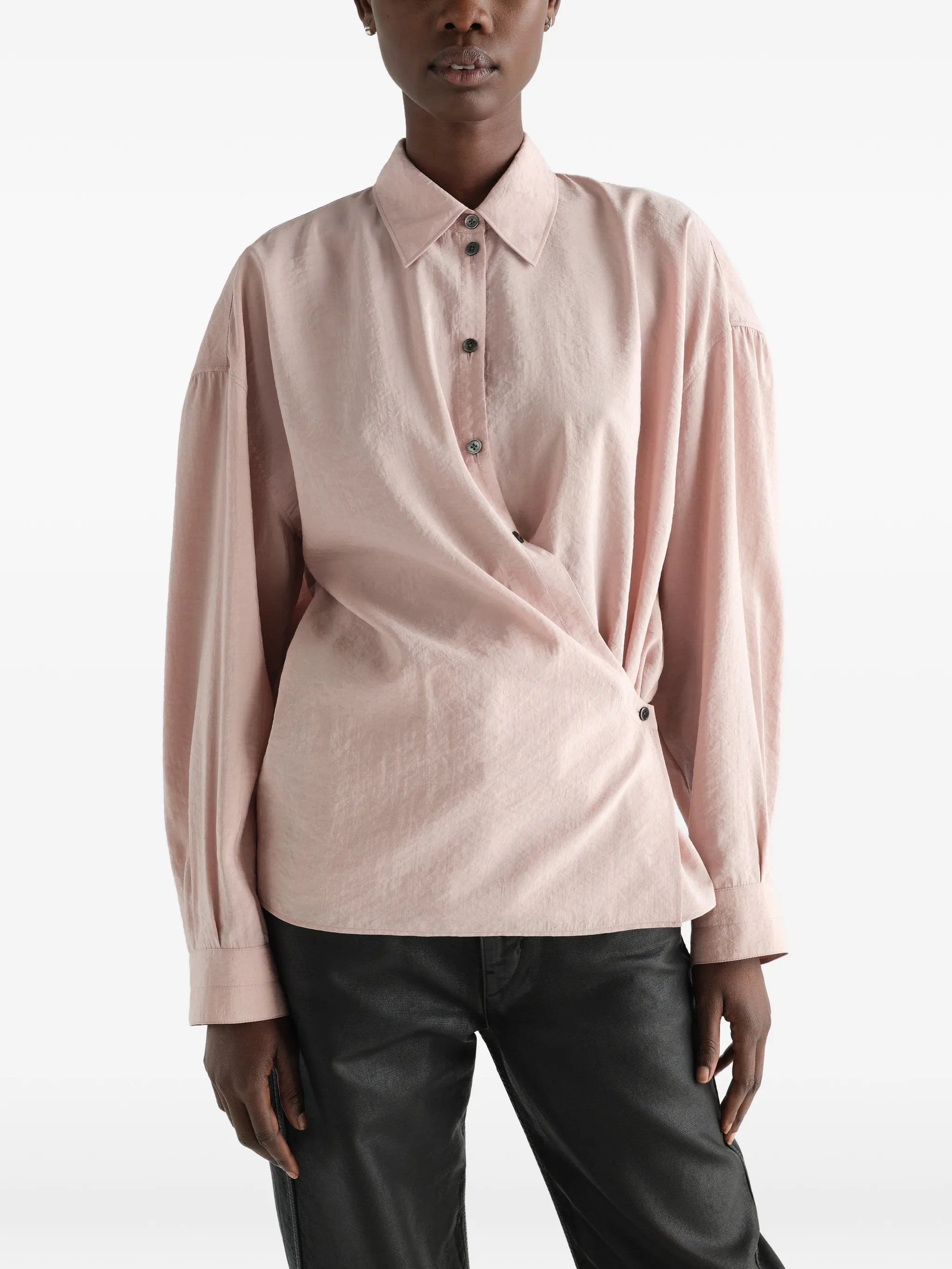 straight collar Twisted shirt in dry silk