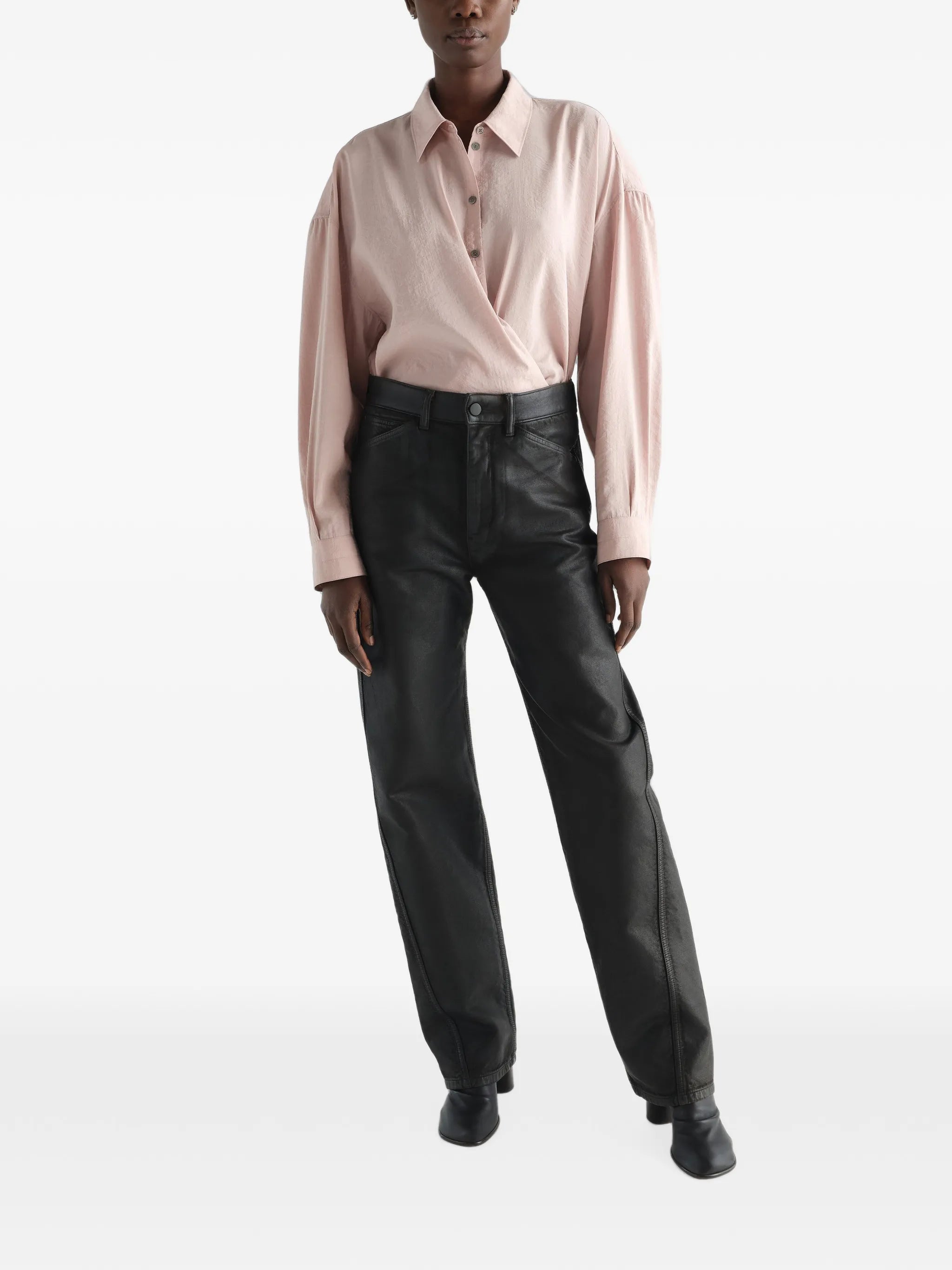 straight collar Twisted shirt in dry silk