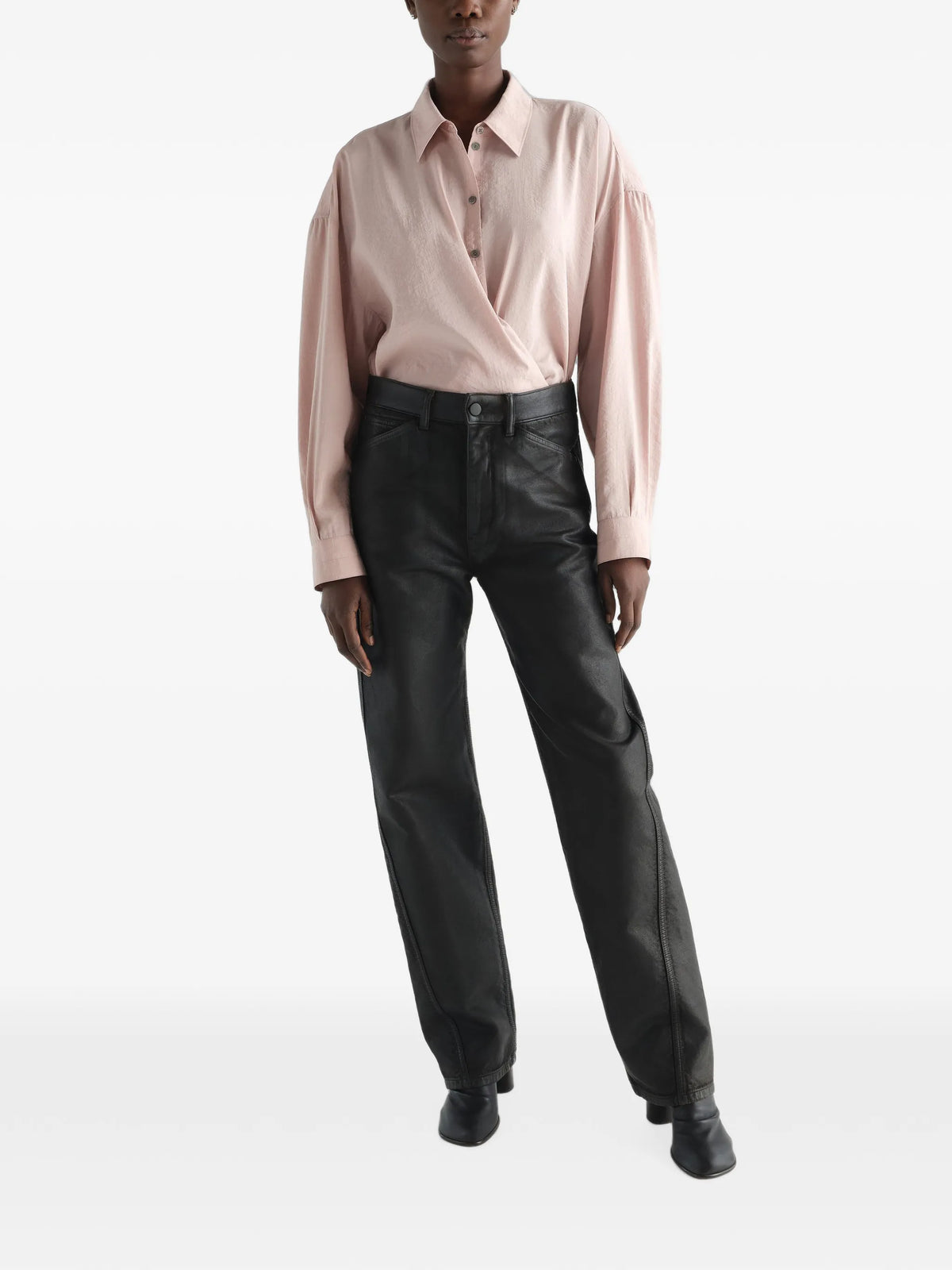 straight collar Twisted shirt in dry silk