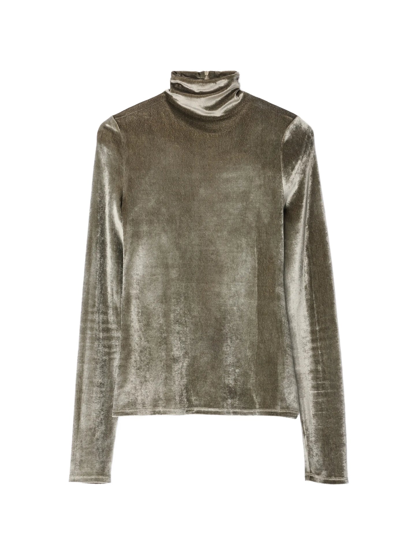 fitted stand-collar top in velvet jersey