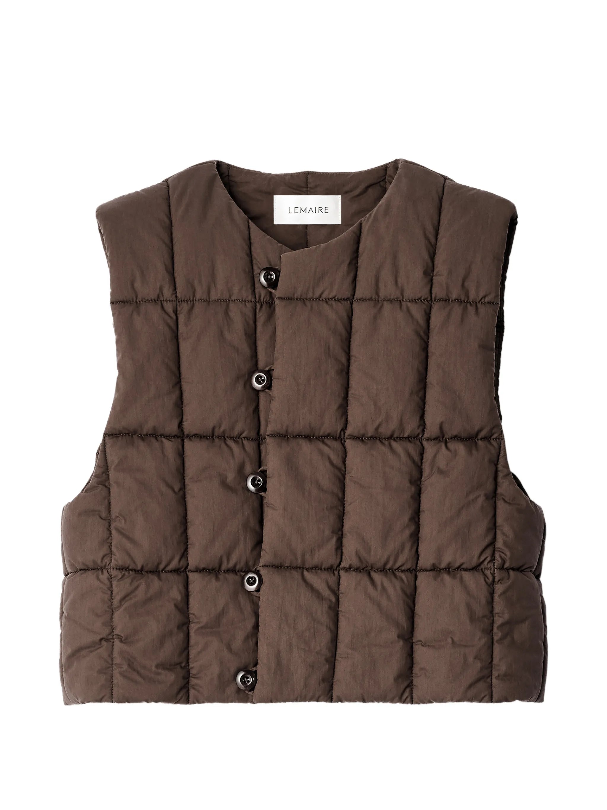 padded vest in water-repellent cotton and nylon blend