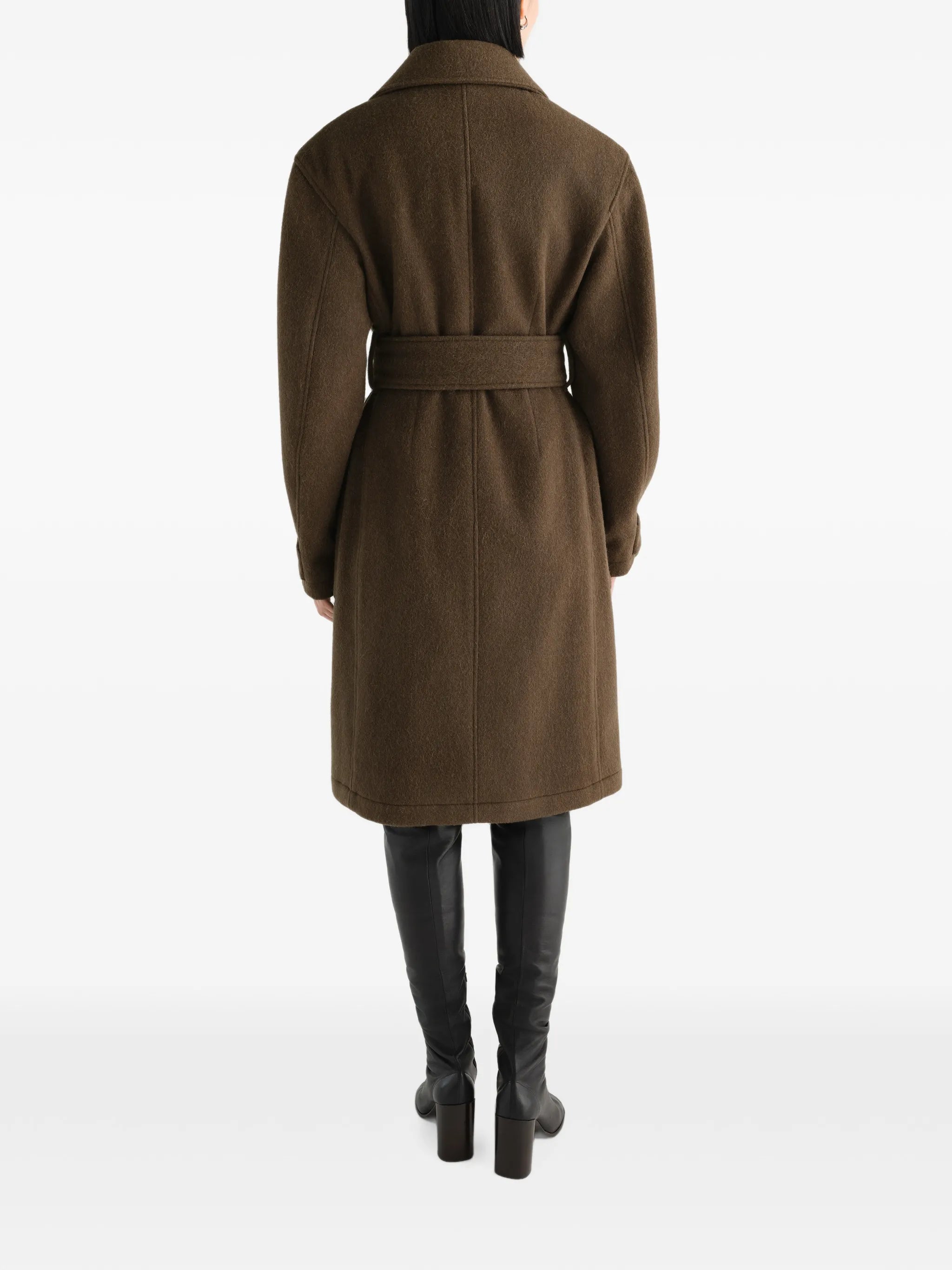 fitted wrap coat in felted wool and alpaca blend