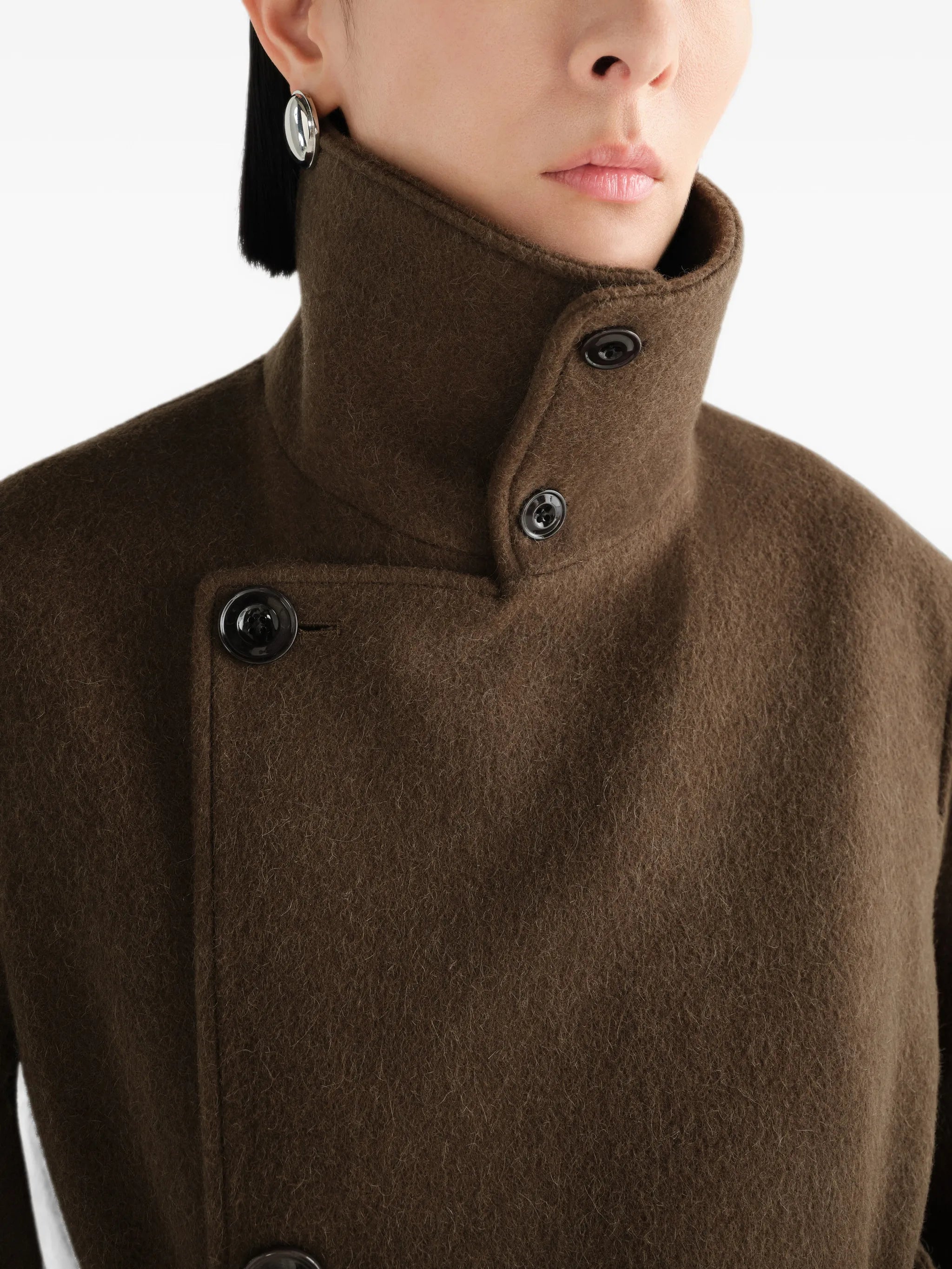fitted wrap coat in felted wool and alpaca blend