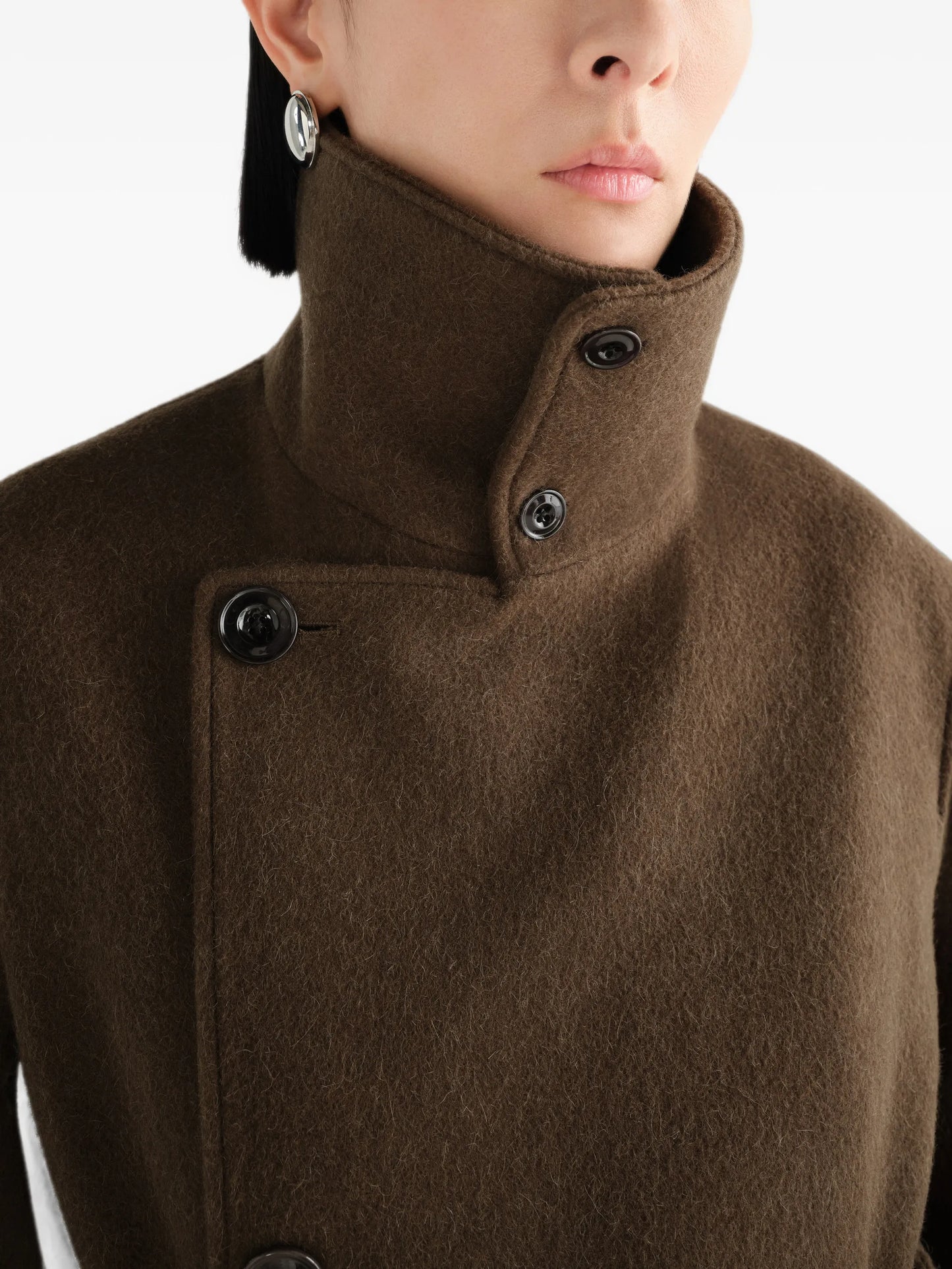 fitted wrap coat in felted wool and alpaca blend