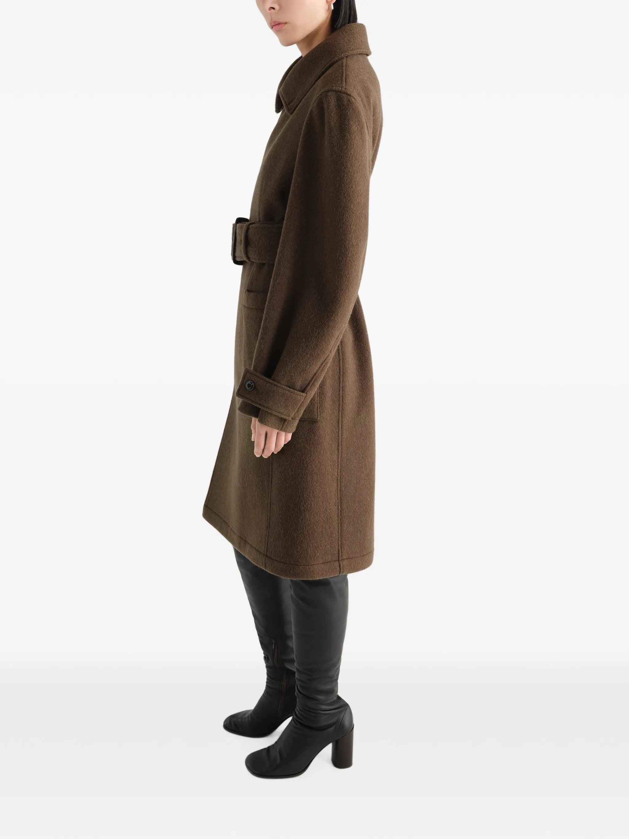 fitted wrap coat in felted wool and alpaca blend